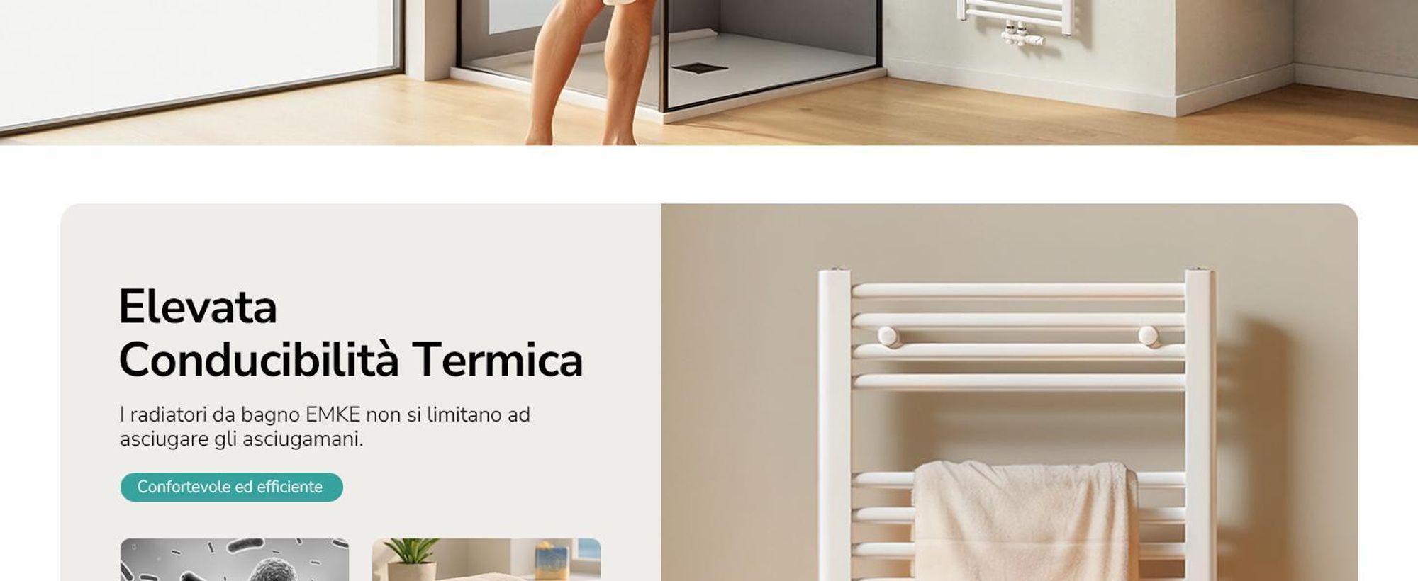 EMKE Radiatore da bagno Asciugamano Scaldasalviette 50x160cm 654 Watt Bianco Radiatore da bagno Attacco centrale senza elemento riscaldante