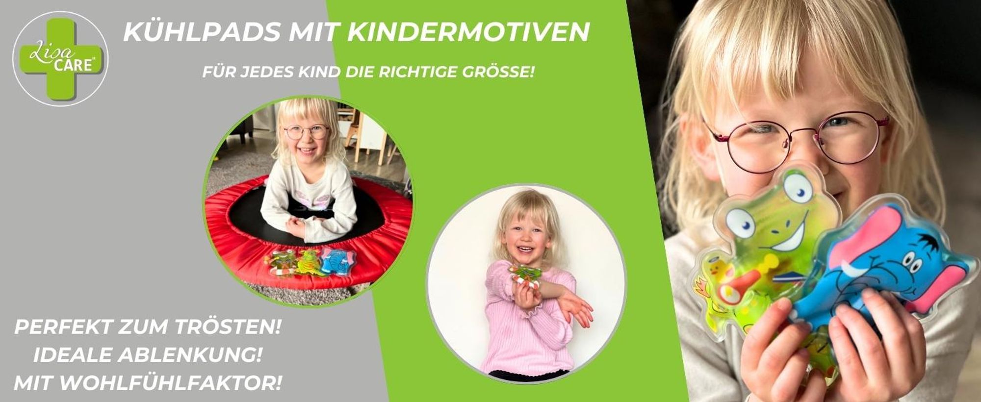 LisaCare Kältekompressen - Kalt-Warm-Kompresse Kühlpads Kinder - Kinder Kompressen - Warmkompresse/Kaltkompresse - 3er Set Kühlkompressen