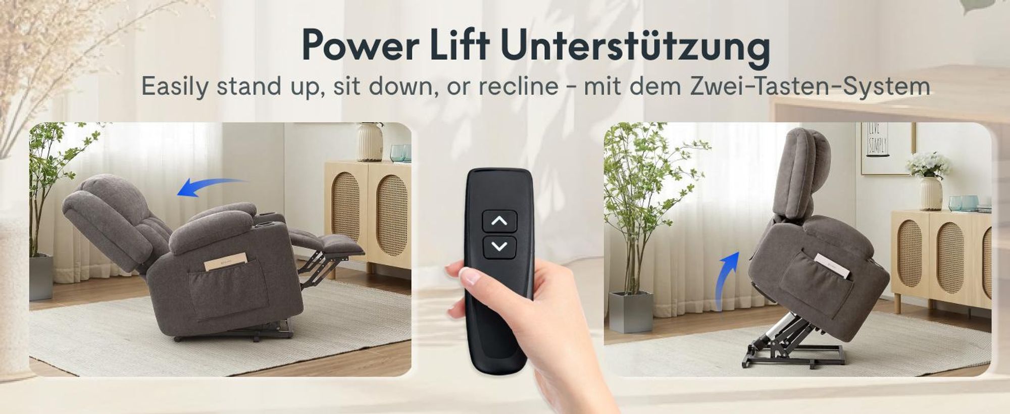 FLEXISPOT XL6 Elektrischer Massagesessel mit Aufstehhilfe, Heizfunktion, USB-Anschluss & Decke, 105°-165° verstellbar, belastbar bis 200 kg (Hellgrau)