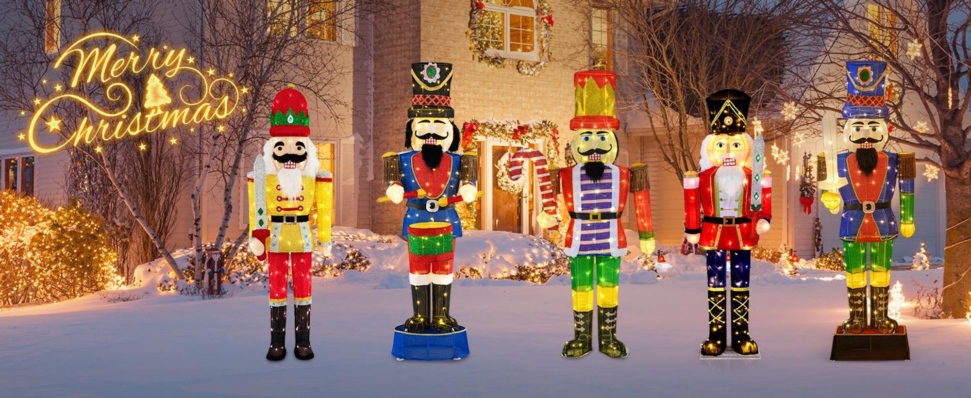 COSTWAY Nussknacker für Weihnachten, 166cm hoher beleuchteter Weihnachtsfigur mit LEDs & Metallsockel, Weihnachtsdeko, Weihnachtsbeleuchtung