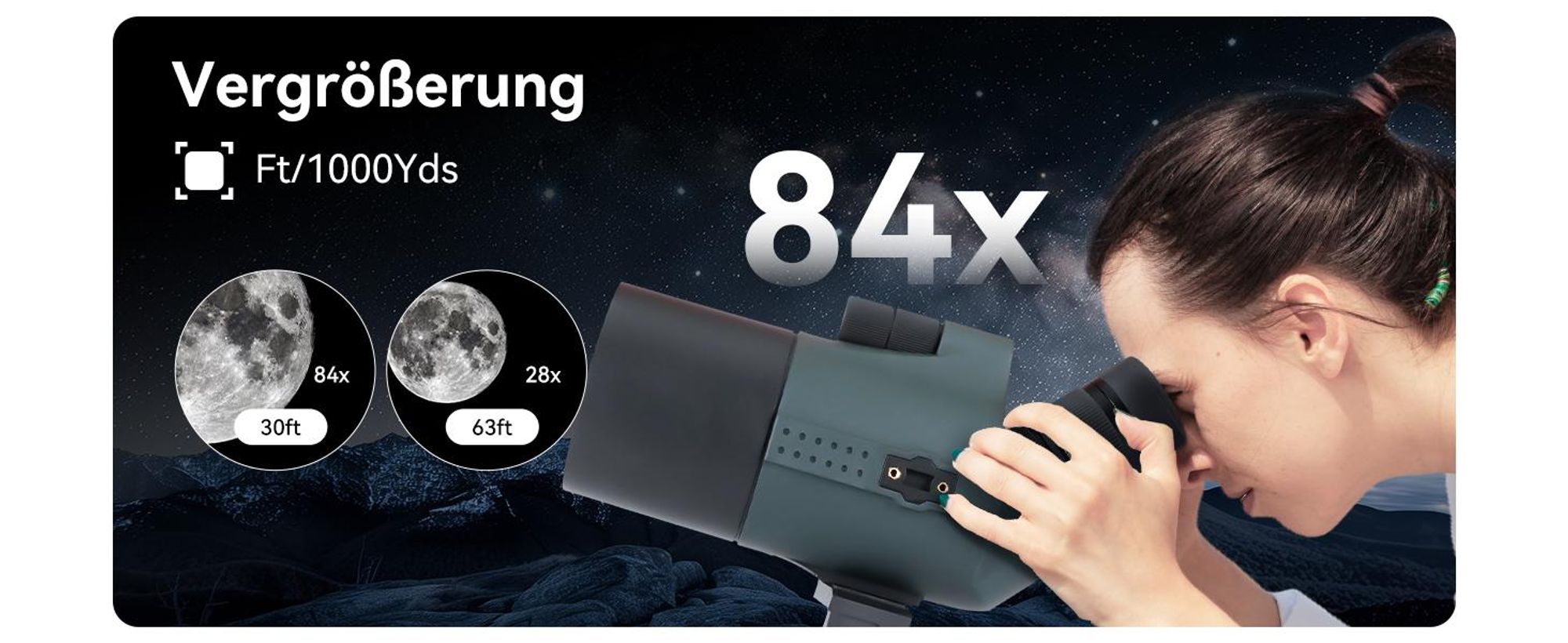 Svbony SV41Pro Mak Spektiv, 28-84X80 HD FMC Dual Speed Fokus, Kompatibel mit WLAN Kamera SC001 Digiscoping, mit Stativ für Stargazing Vogelbeobachtung