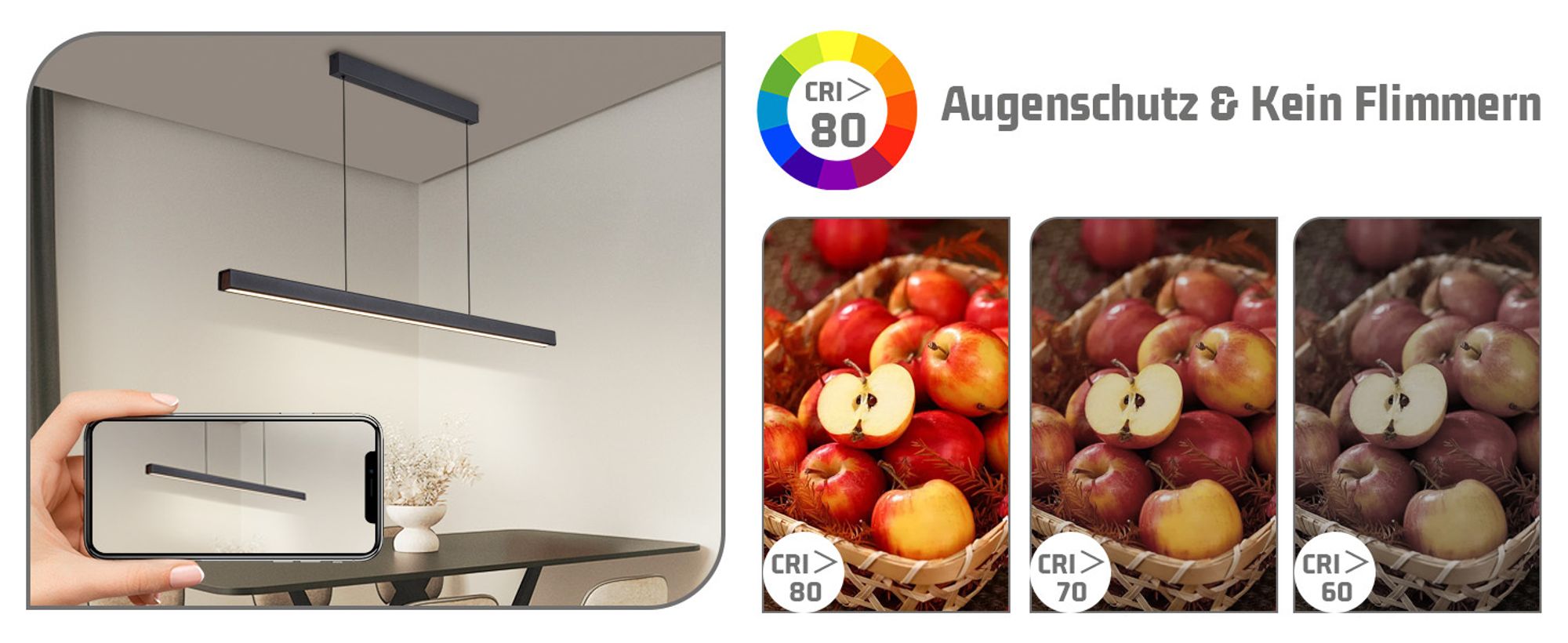 ZMH LED Pendelleuchte Esszimmer Hängelampe Dimmbar Esstisch Hängeleuchte Schwarz Fernbedienung 50W Pendellampe 148.5CM für Küche Schlafzimmer
