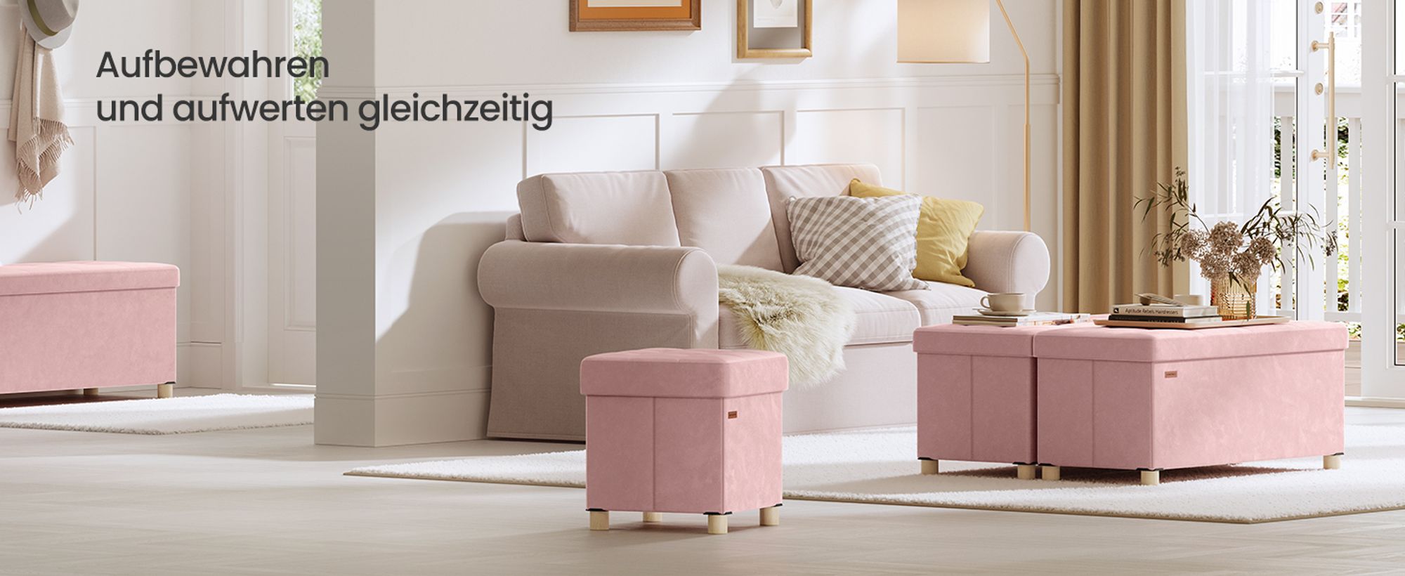 SONGMICS Sitzbank mit Stauraum, Hocker faltbar, 38 x 110 x 40 cm, Aufbewahrungsbox mit Deckel, Fußhocker 112 L, Samt, bis 300 kg belastbar
