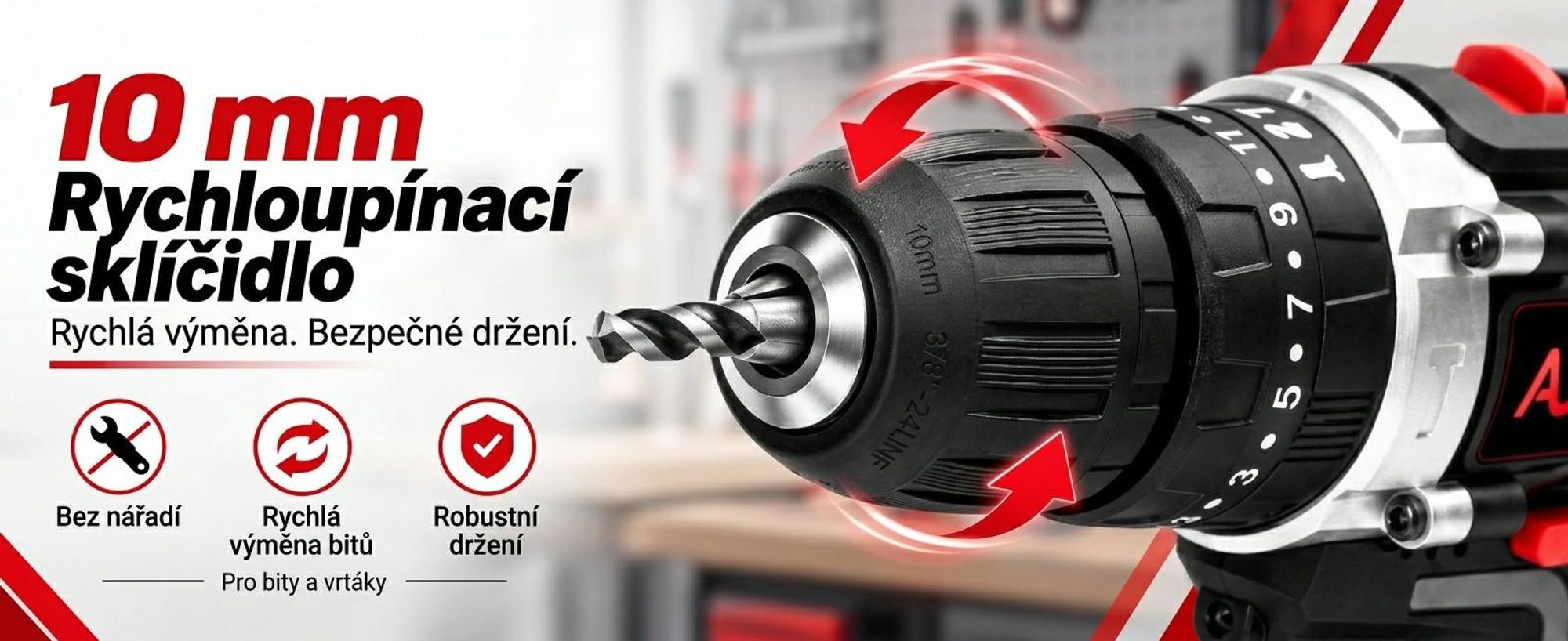 AJIEQAQ Aku šroubovák 21V Set, 3v1 aku příklepová vrtačka se 2×2,0Ah bateriemi, 45Nm, LED světlem, příslušenstvím a kufrem