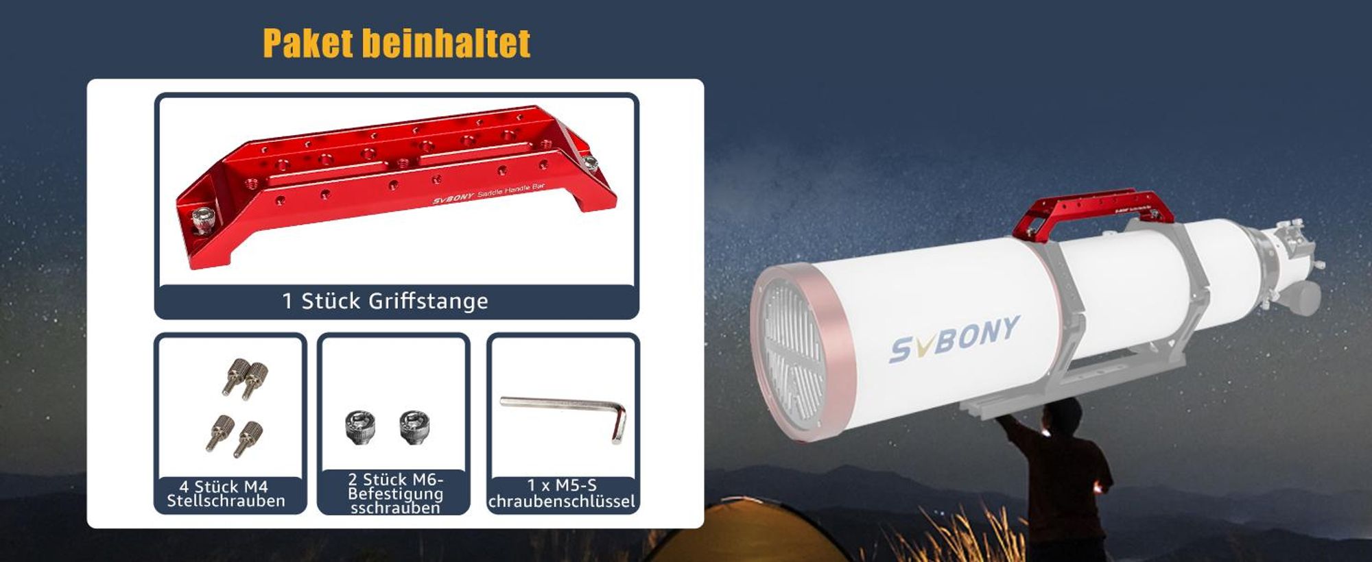 Svbony SV211 Schwalbenschwanzbasis, 203mm Multifunktions Teleskop Sattelgriff, Metall Refraktor Tragegriff, für Sucherfernrohr Montagehalterung