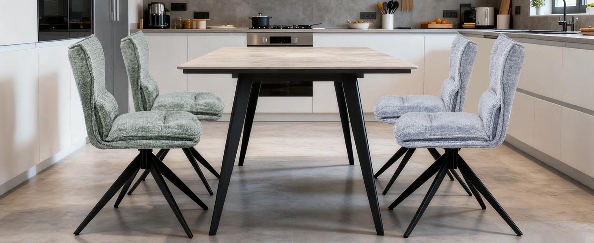 Duhome Esszimmerstuhl aus Chenille 360° Drehbar Stuhl mit Automatische Rückstellfunktion Polsterstuhl für Esszimmer Küche Wohnzimmer, Blau