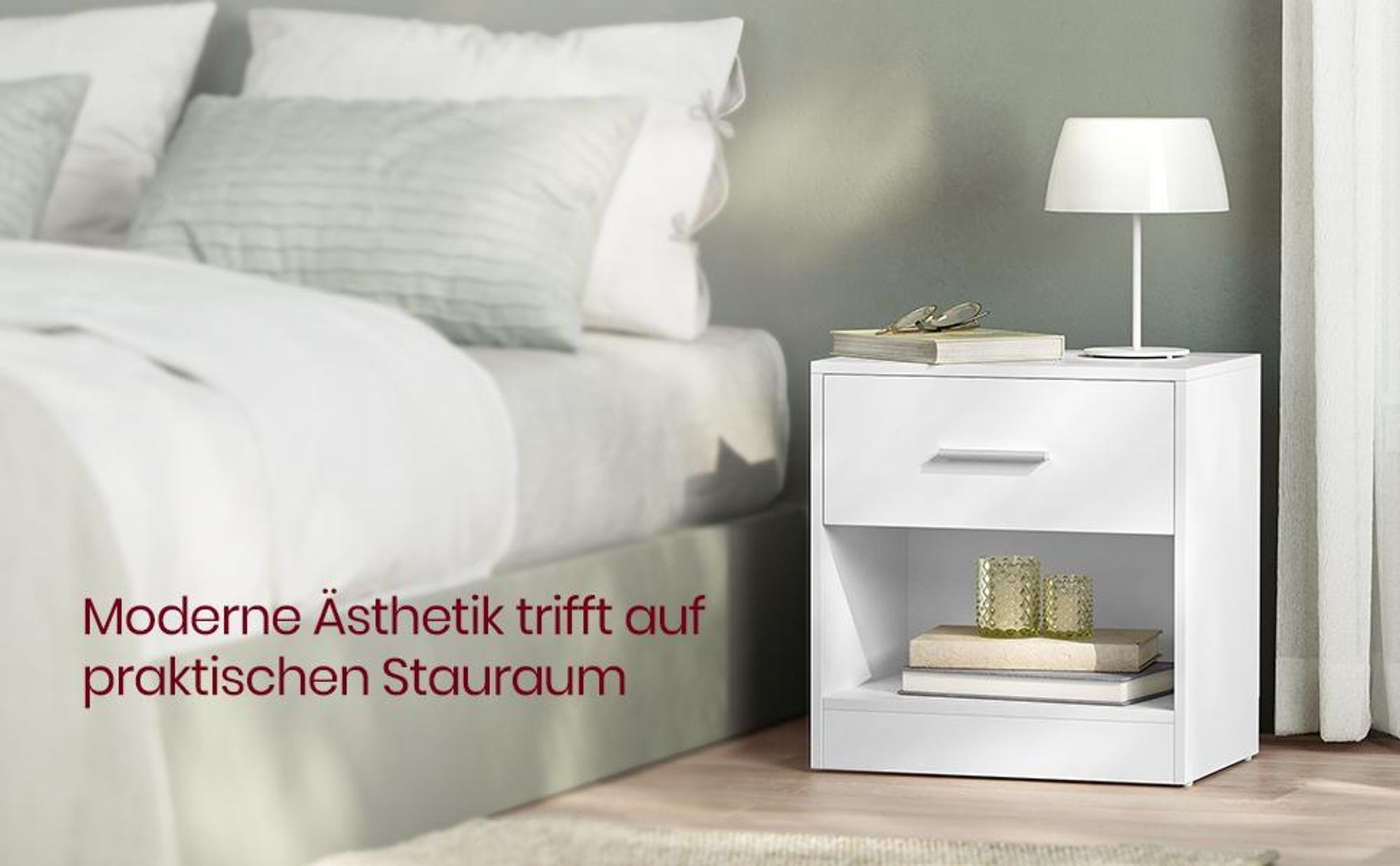 VASAGLE Nachttisch, Beistelltisch, mit Schublade, Griff, offenes Fach