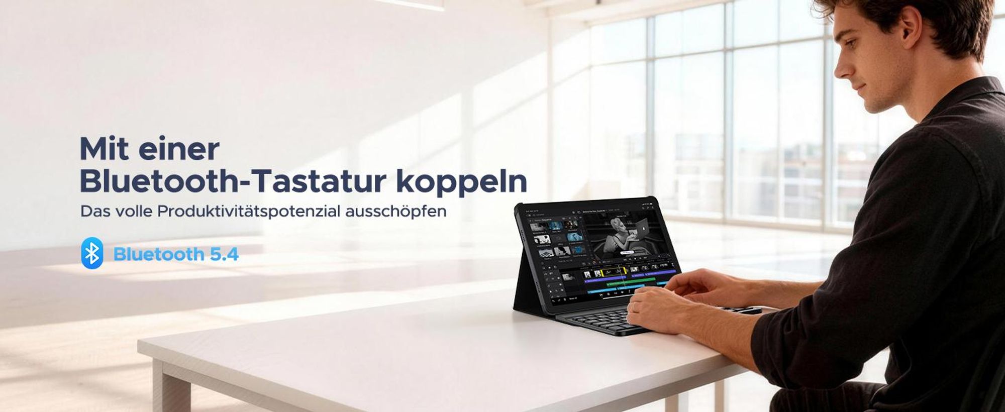 AP12PRO Tablet Android 16, 48GB RAM+256GB ROM (2TB TF), 12,1 Zoll 2.4K 120Hz IPS, 12000mAh 4G LTE, Widevine L1, mit Tastatur, Stift, Maus und Hülle