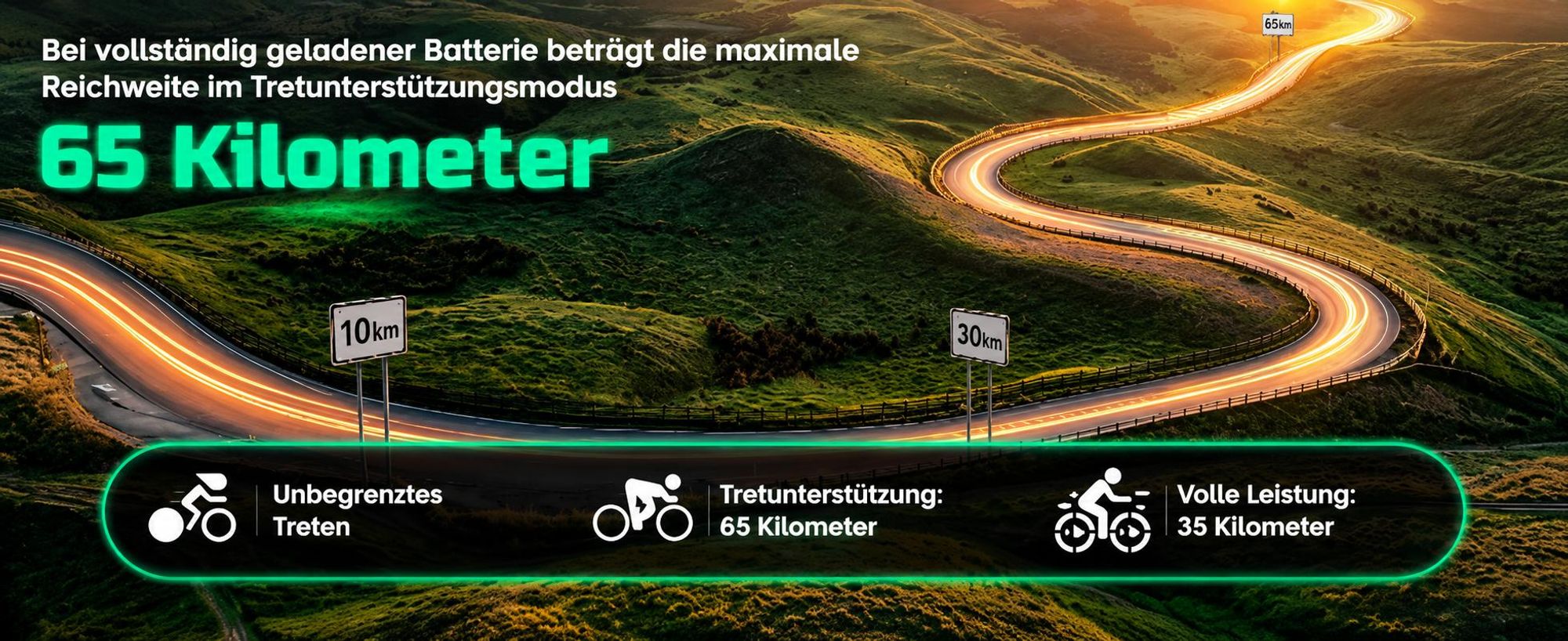 Runetic E-Bike, Foldable E-Bike, 36 V 13 Ah Akku bis zu 100 km, 20 x 3,0 Zoll, SHIMANO 7-Gang, 250 W Motor & 25 km/h - Grün