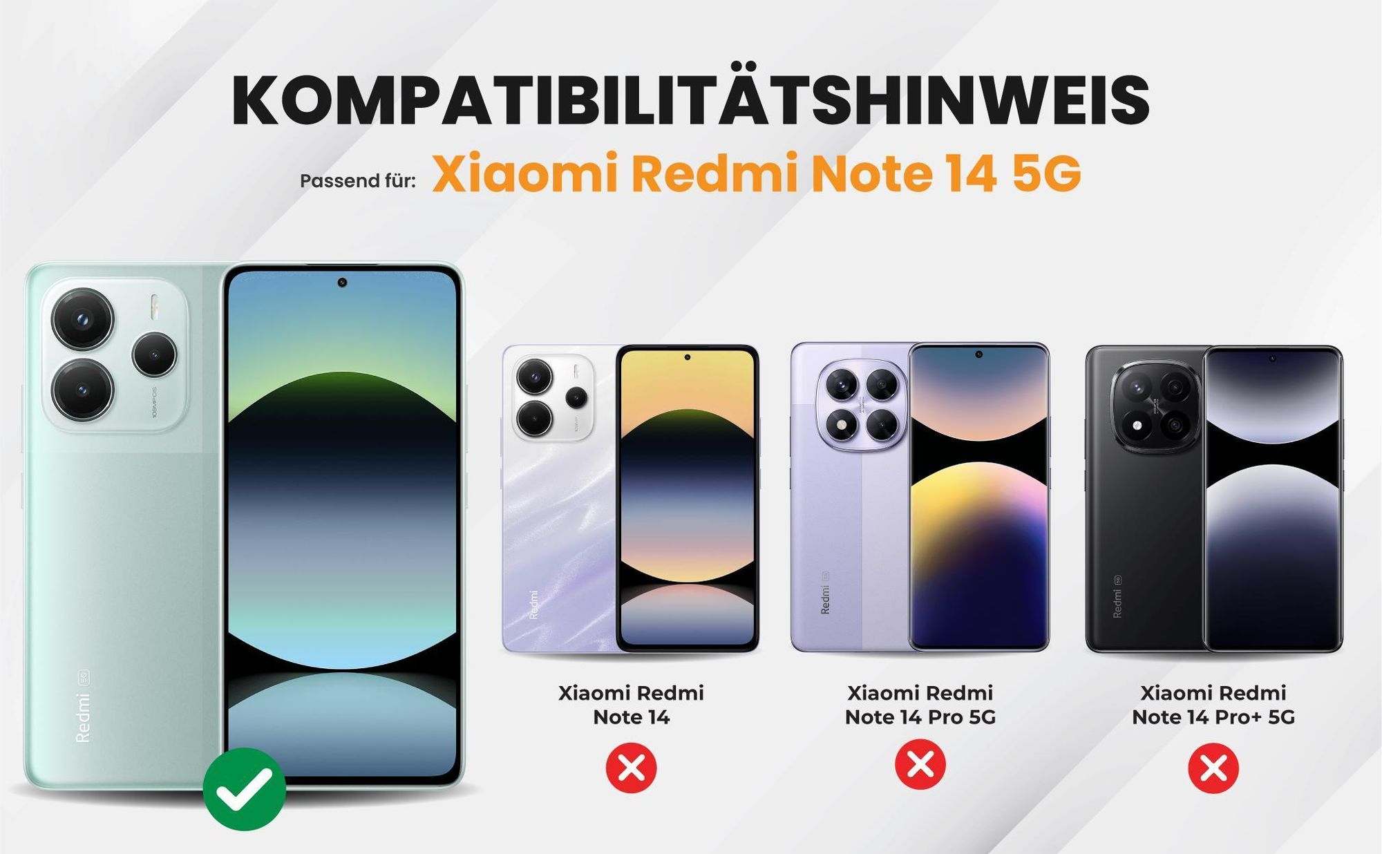 Kompatibilitätshinweise Hülle für Xiaomi Redmi Note 14 5G