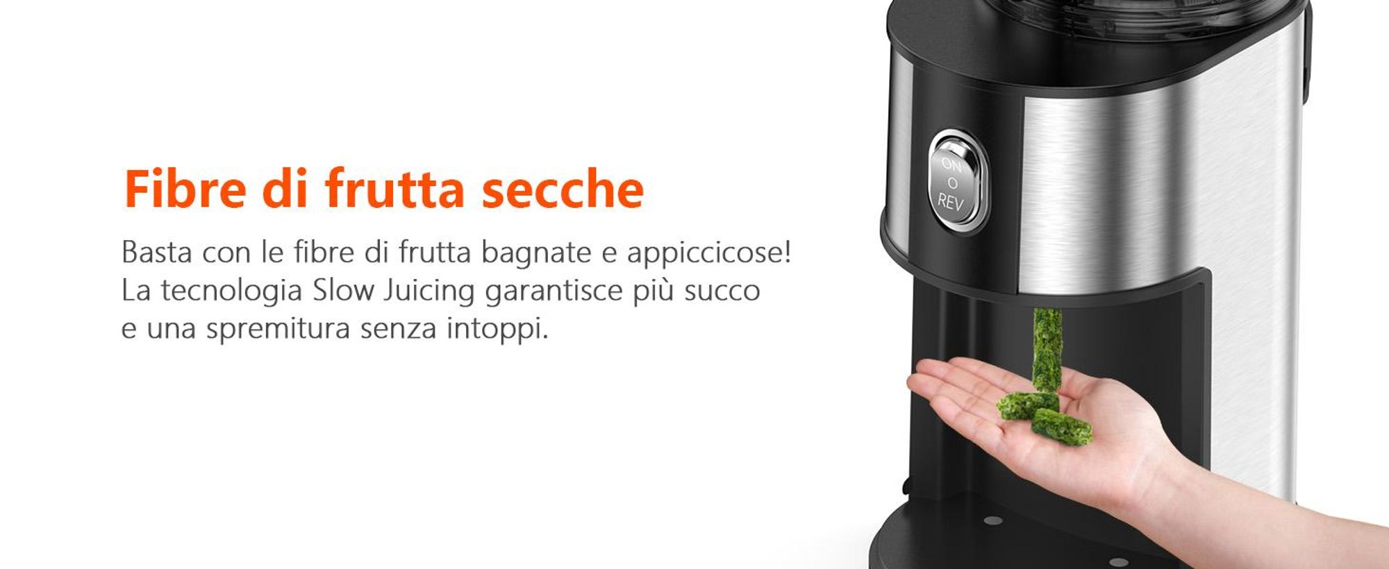 CelerySpec SJ-048-EU-SS Lento Spremiagrumi - 250W Potenza 1.8L Ampia capacità Due aperture di alimentazione da 130 mm e 45 mm - Argento