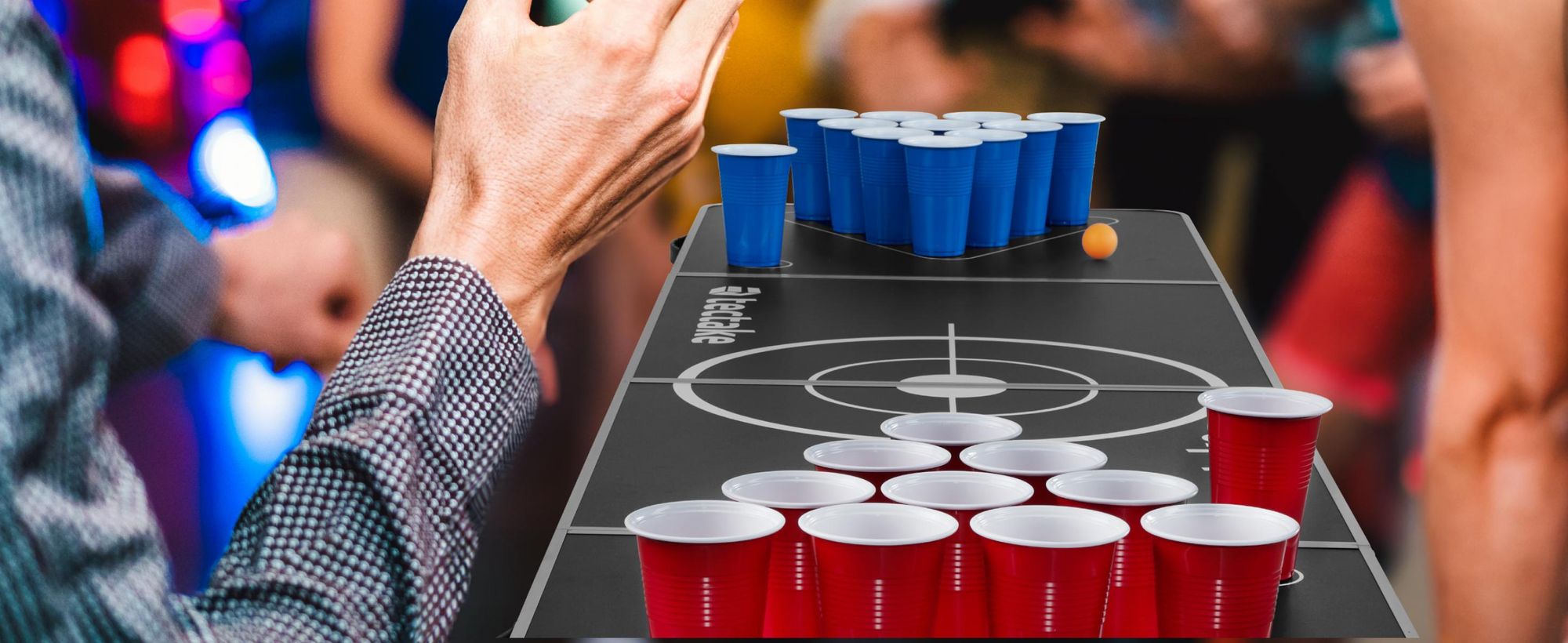 tectake® Aluminium Bierpongtisch Brew Battle klappbar inklusive 100 Bechern und 6 Bällen