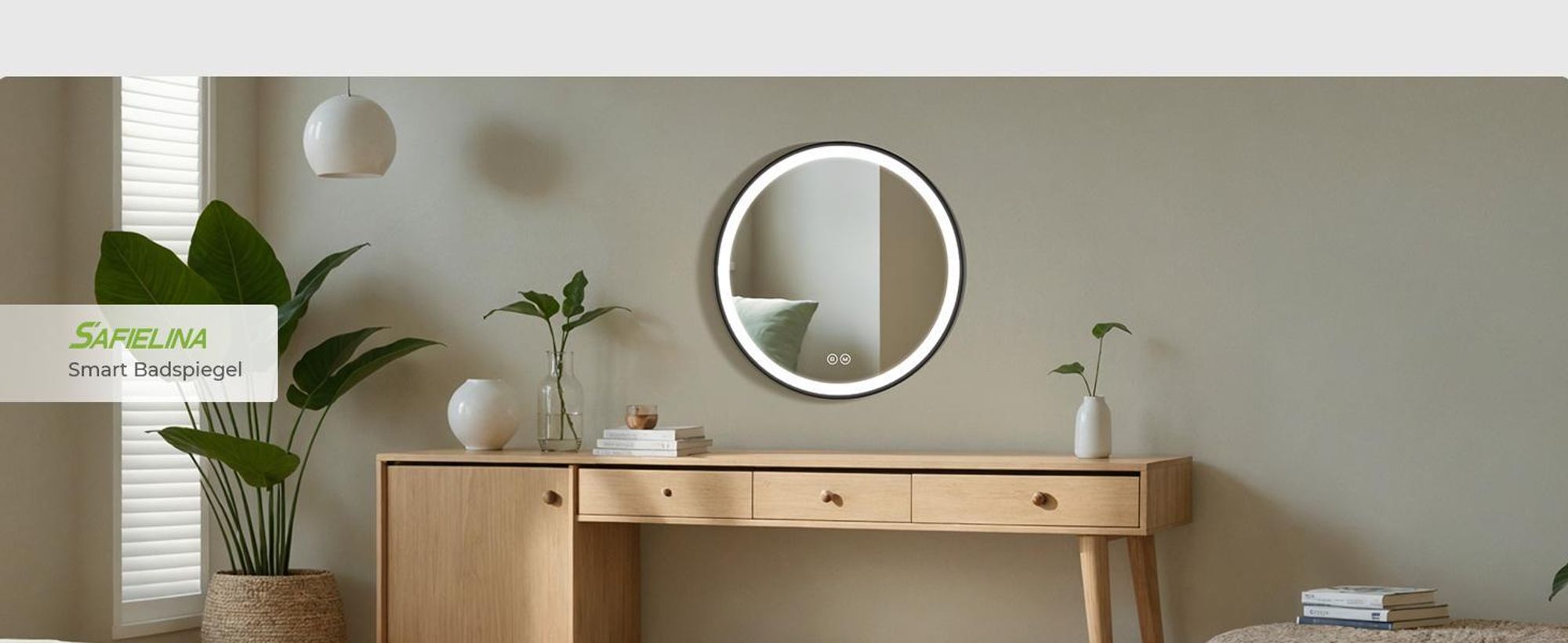 S'AFIELINA 70cm LED Badspiegel Rund Badezimmerspiegel mit Beleuchtung Schwarzer Rahmen Wandspiegel mit Touch-Schalter, 3 Lichtfarbe 3000/4000/6500K