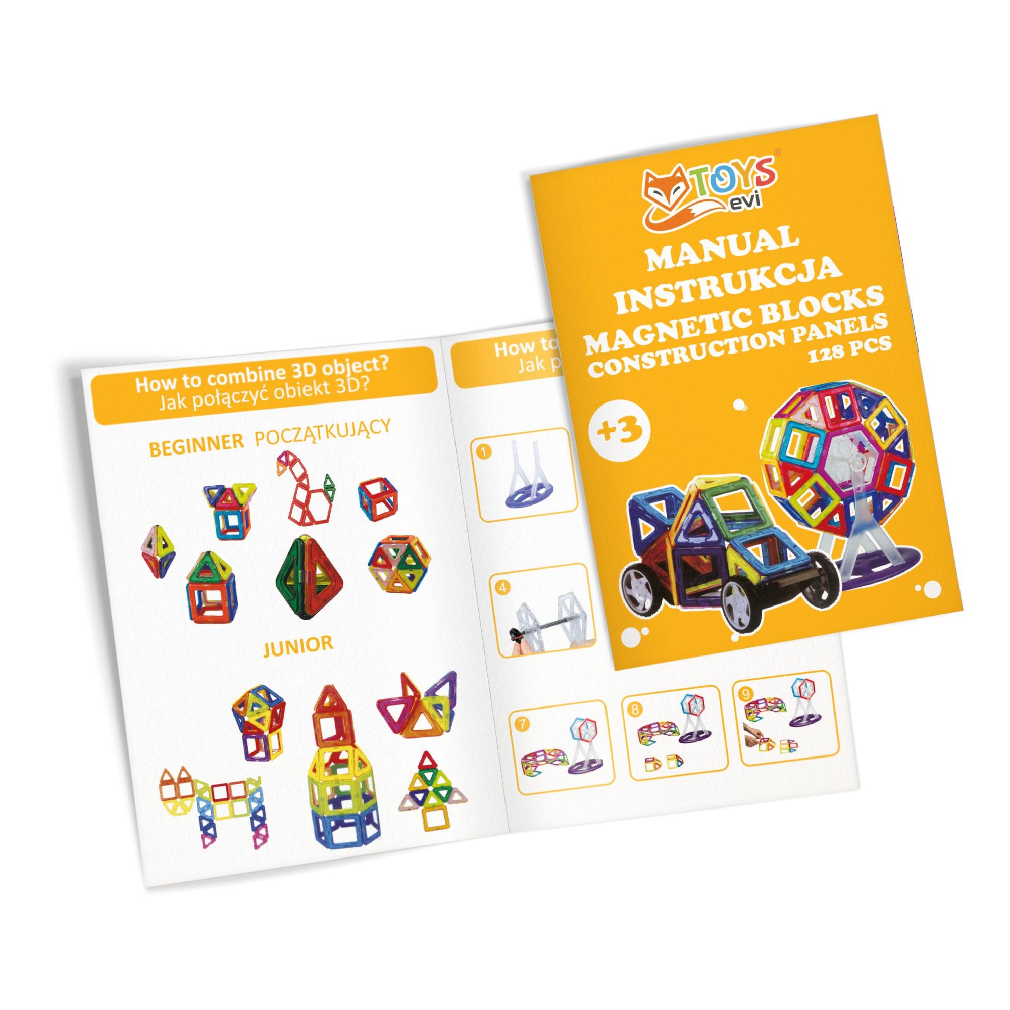 MAGNETICKÉ KONSTRUKČNÍ A VZDĚLÁVACÍ KOSTKY 3D PUZZLE VELKÁ SADA 128 KS