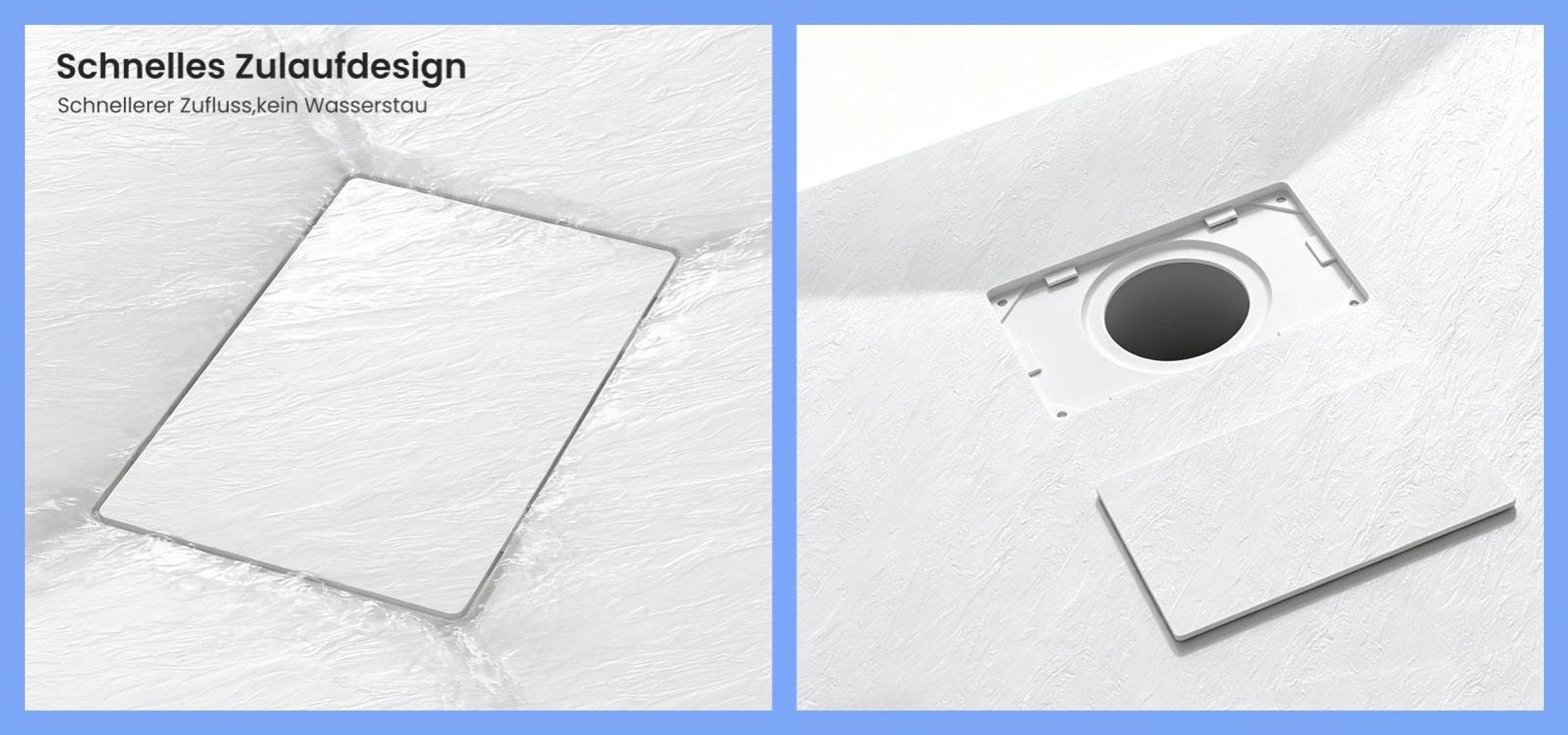 100 x 80 cm Duschwanne Duschwannen-Set SMC Duschtasse Weiß mit Ablaufgarnitur Rechteck Brausewanne