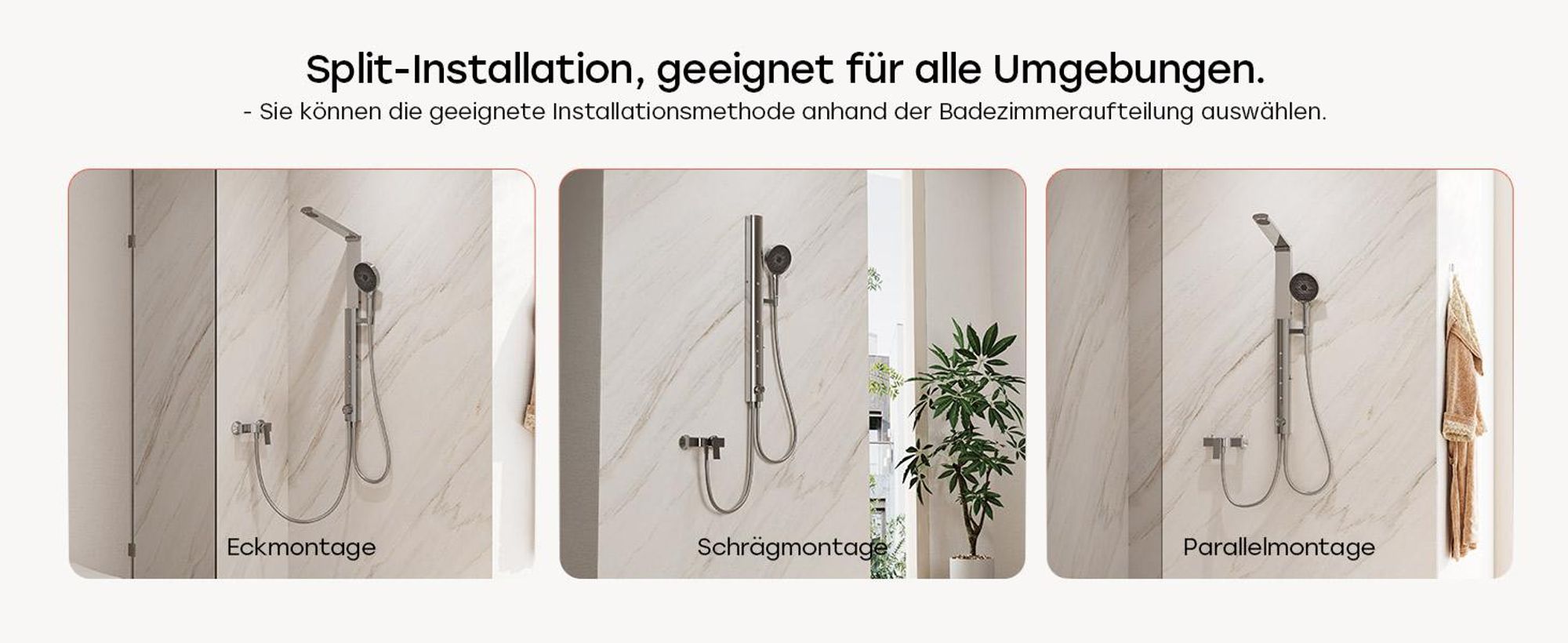 HOROW RainFlexi S1 Regendusche Set Massage ohne Armatur, Chrom Duschpaneel mit Großem Duschkopf, Klappbares Duschsystem, Höhenverstellbares Duschset