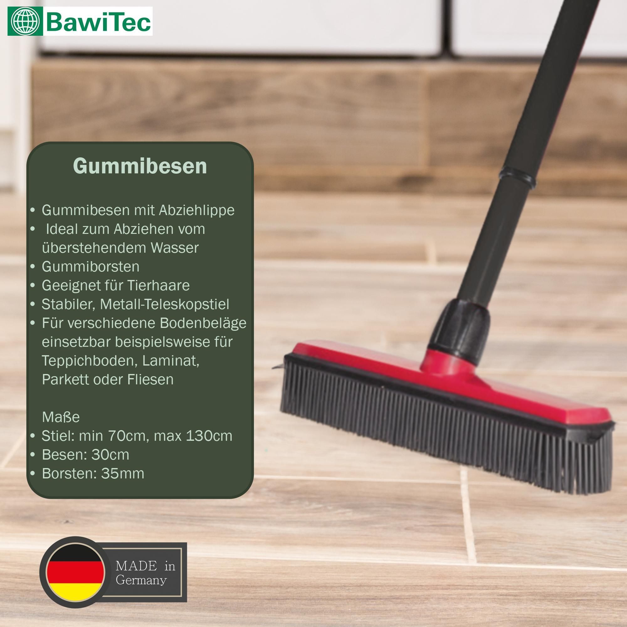 Spezieller Noppenbesen Gummibesen 30cm Breit mit Teleskopstiel Friseurbesen Tierhaarbesen Kunststoff Besen mit Stiel