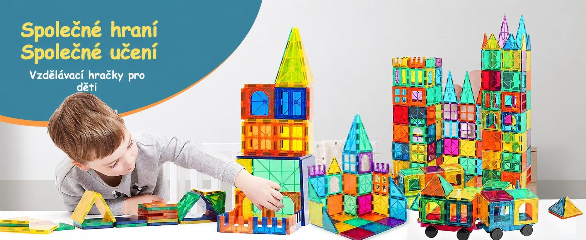 Olvy Magnetické stavebnice 120 dílků - Montessori magnetická hračka pro děti od 3 let, kompatibilní s Magna Tiles & Magnetic Tiles, magnetické stavebnice
