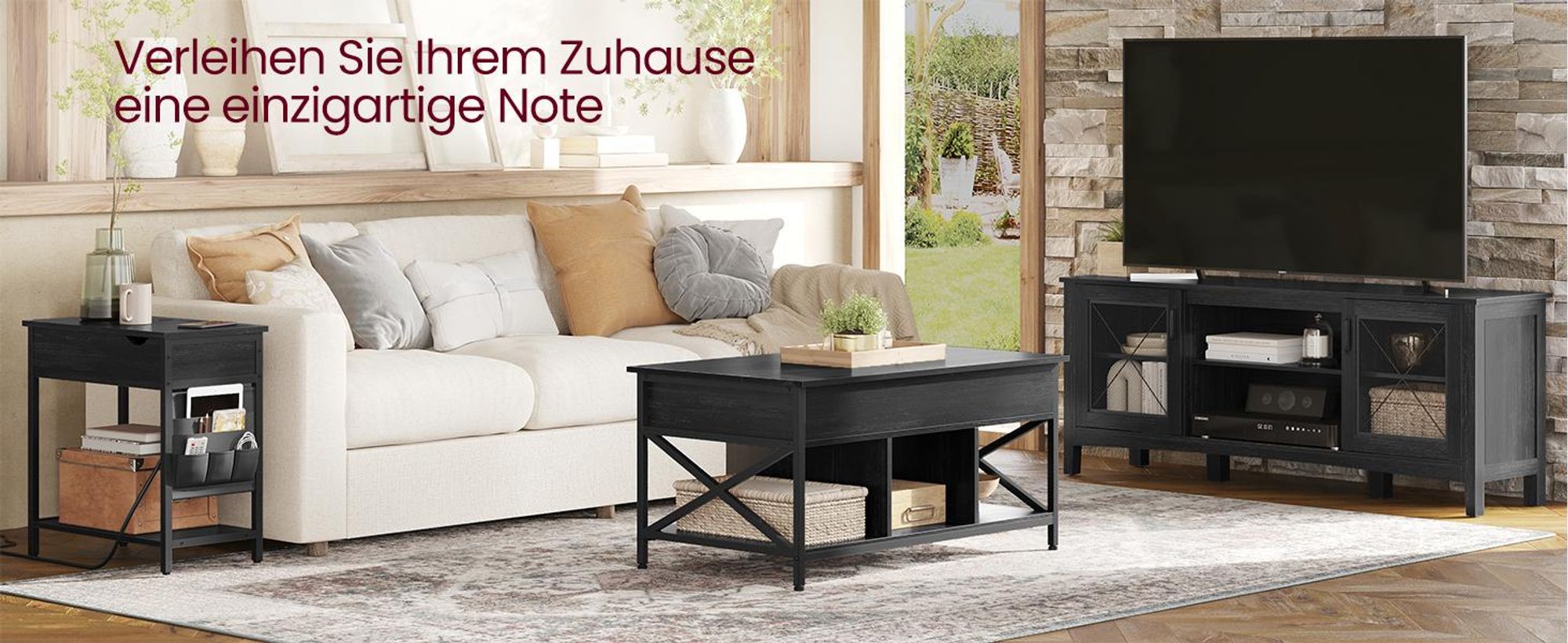 VASAGLE Couchtisch, höhenverstellbar, offener und versteckter Stauraum, 60 x 100 x (48-62) cm