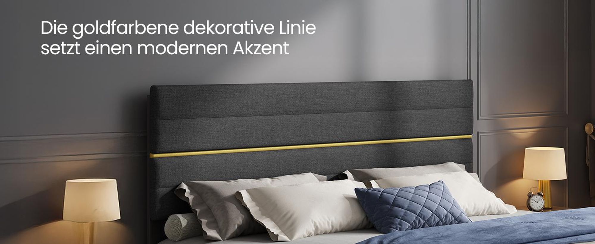 VASAGLE Doppelbettgestell, 180 x 200 cm, geräuscharm, verstellbares gepolstertes Kopfteil, Bettrahmen, robust, mehrfachgrößen-Option