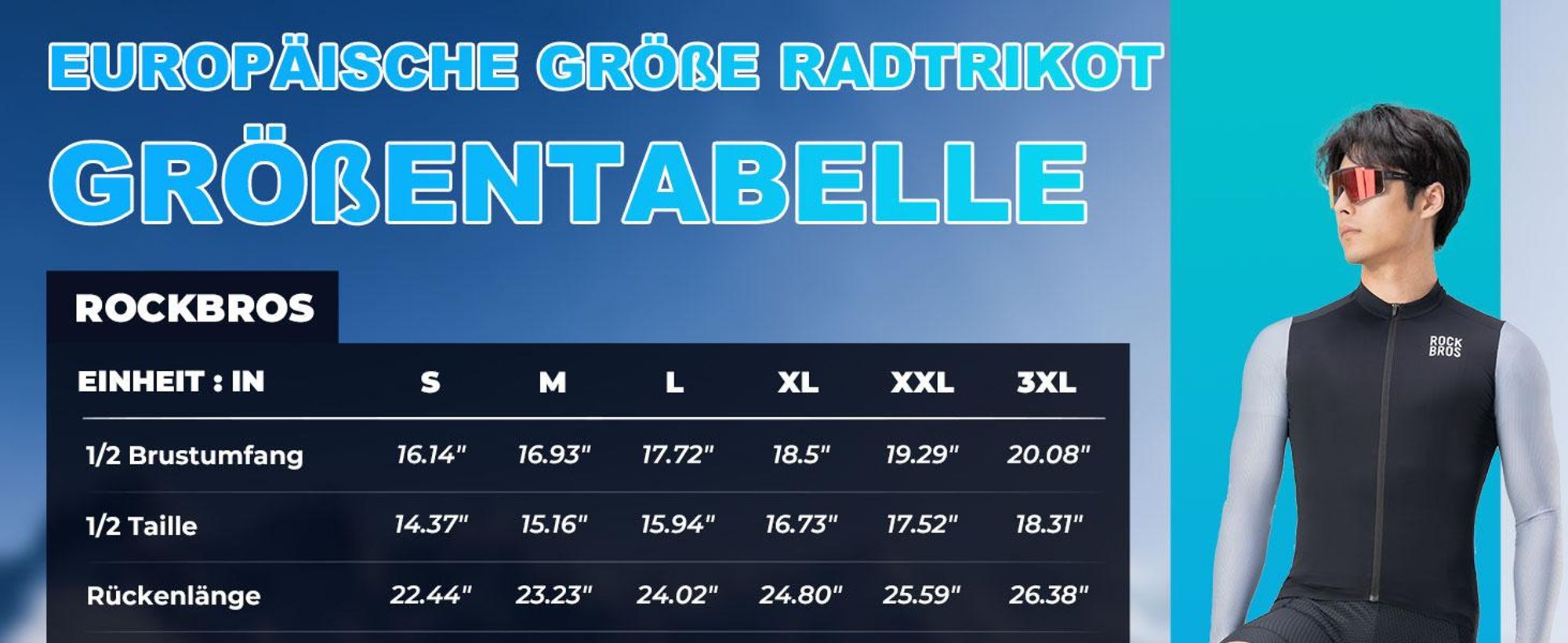 ROCKBROS Herren Langarm Radtrikot Atmungsaktiv Schnelltrocknend Mit Reißverschluss 3 Taschen Für Rennrad MTB Grau-Schwarz Größe 2XL