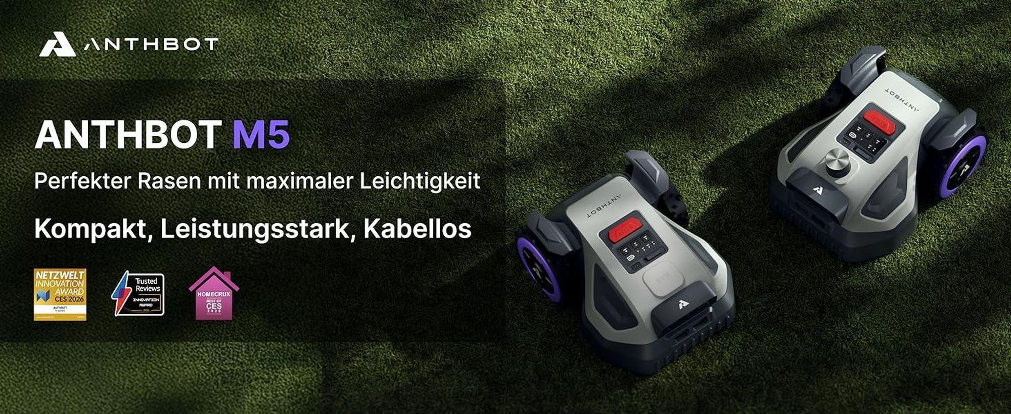 ANTHBOT M5 Perfekter Rasen mit maximaler Leichtigkeit Kompakt, Leistungsstark, Kabellos