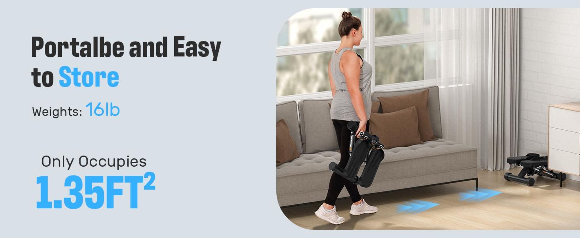 Sportsroyals Exercise Stair Stepper für Zuhause – Up-Down Swing Stepper mit Power Ropes für Bein/Arm/Butt Training, Home Office Fitness Exercise