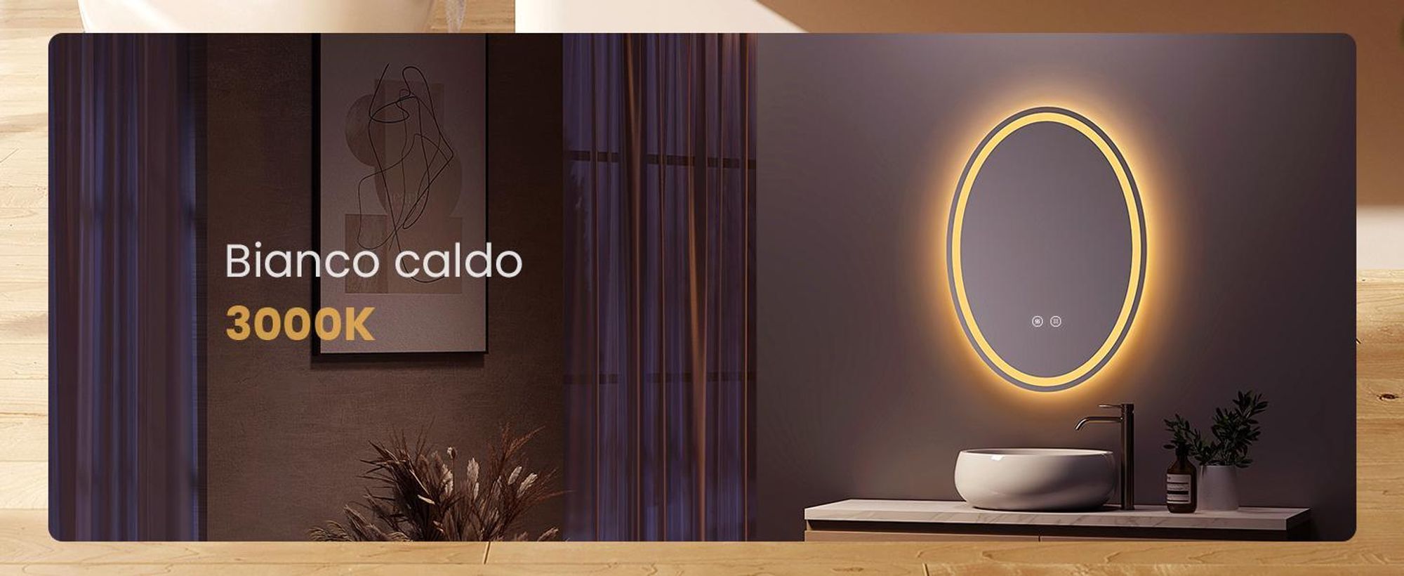 EMKE specchio da bagno 60x80 cm specchio da bagno con 3 colori di luce, specchio da bagno senza nebbia + dimmerabile + interruttore a sfioramento specchio ovale a LED