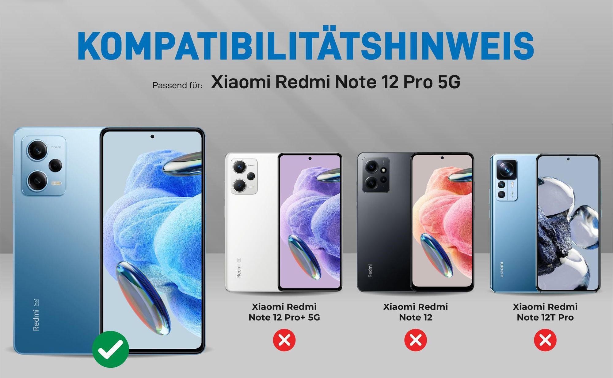 Kompatibilitätshinweise Hülle für Xiaomi Redmi Note 12 Pro 5G