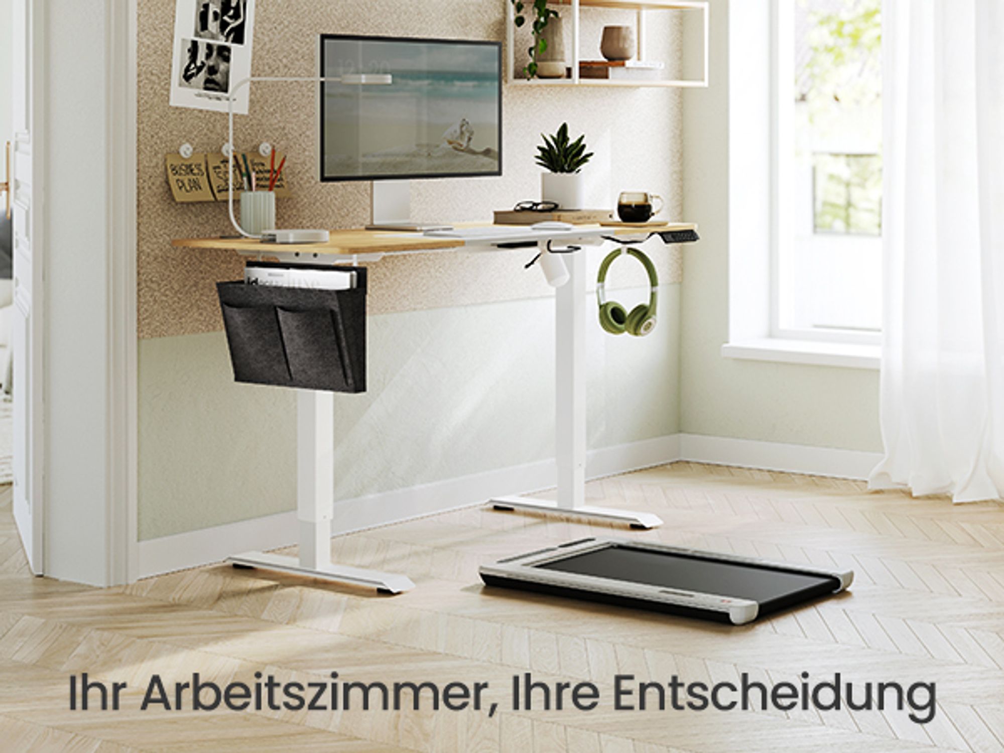 SONGMICS Höhenverstellbarer Schreibtisch elektrisch 140cm mit 4 Höhen