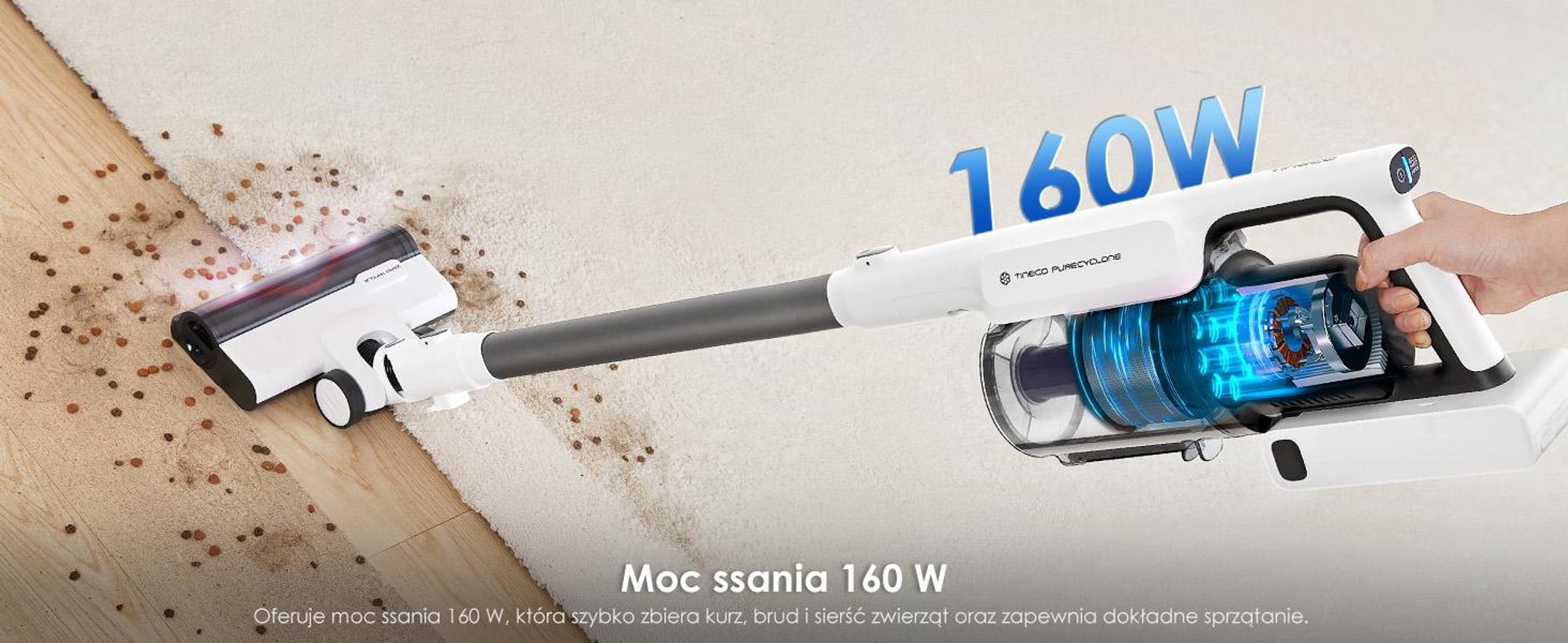 Tineco A30S Odkurzacz Bezprzewodowy 20kPa 60min ZeroTangle 1L Pojemnik