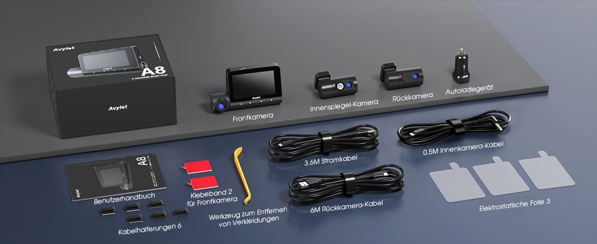 5K 3-Kanal-Dashcam Auto Wi-Fi,GPS,3lens 4K+1080P+1080P Vorne Hinten Innen Autokamera