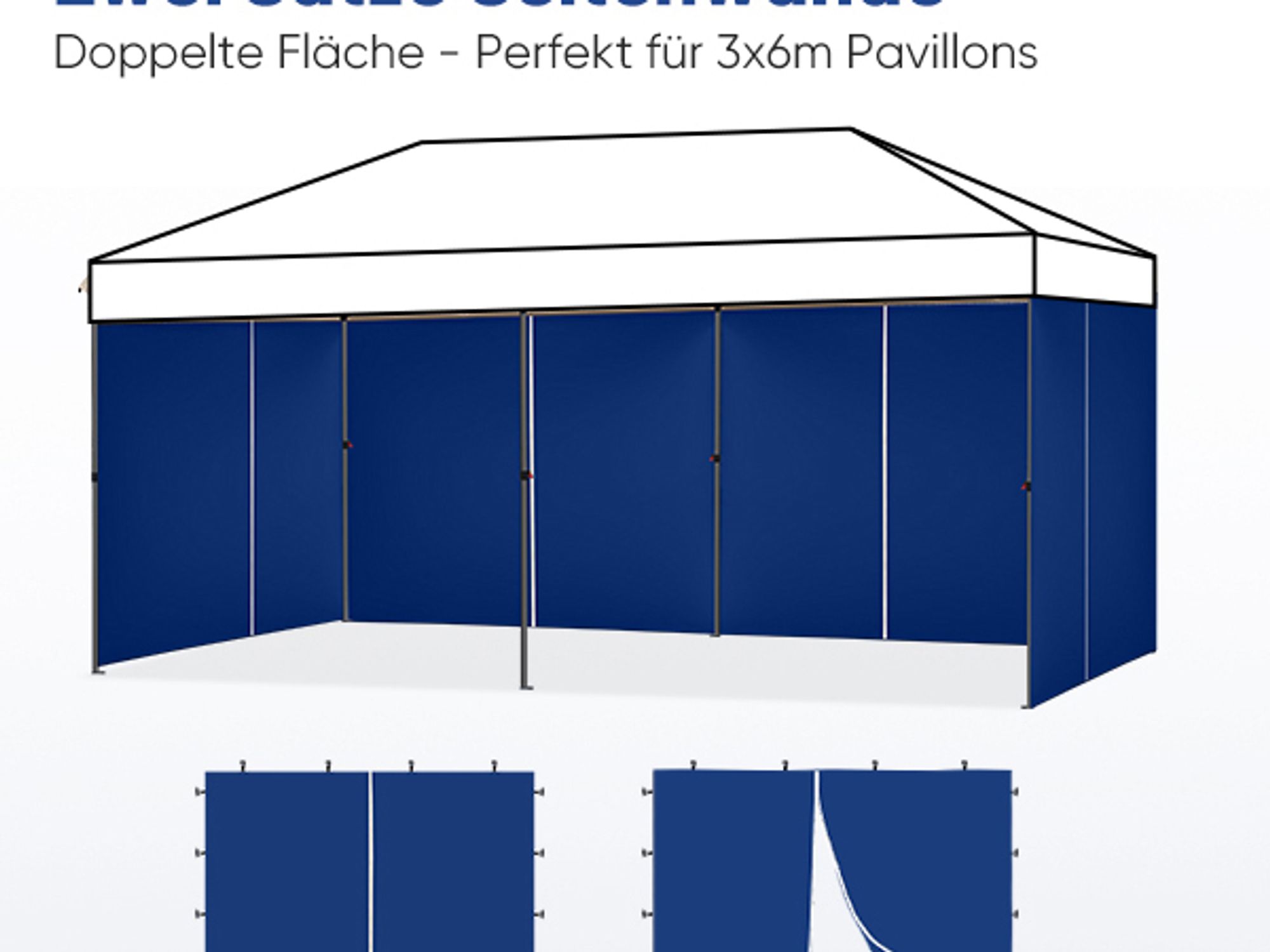 Sekey 2 Seitenteile für 3x3 /3x6m/3x9m pavillon mit Reißverschluss, Dunkelblau