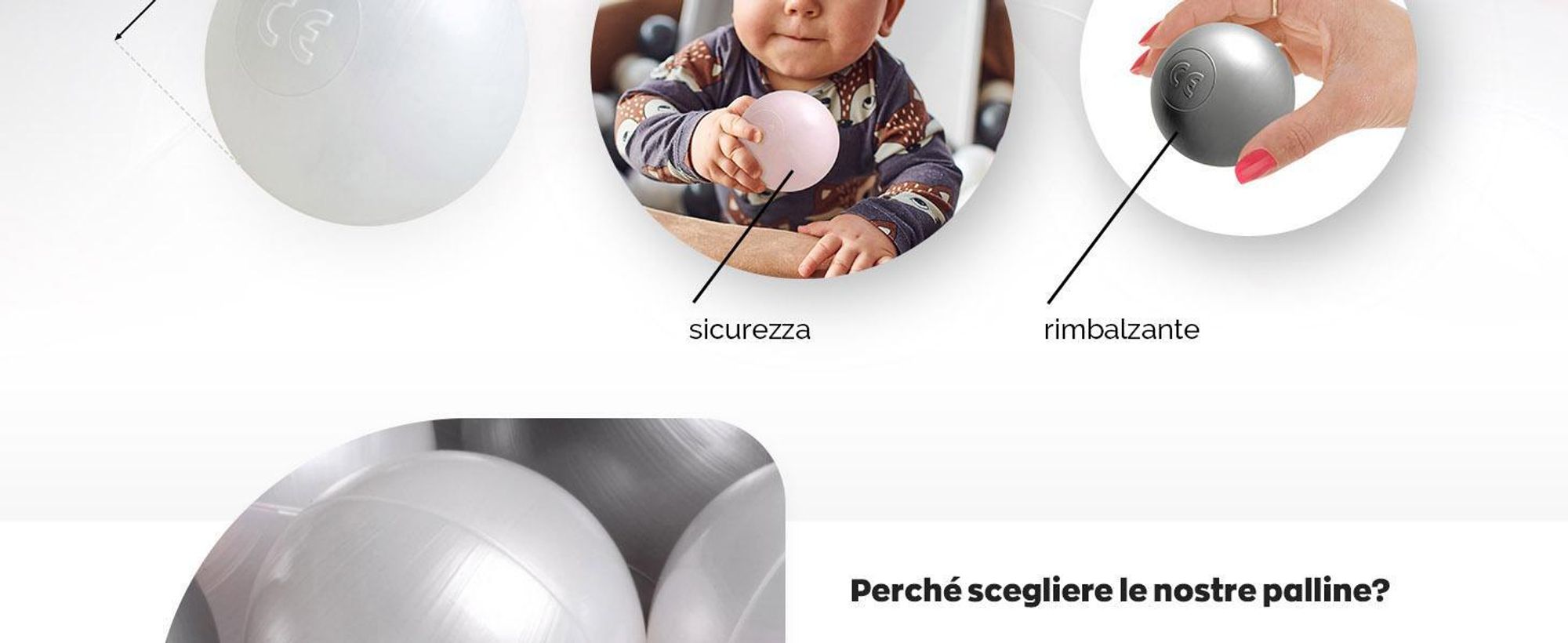 MISIOO palline per il bagno 300 pezzi - palline per il bagno - palline Ø 6 cm - palline in plastica 100% LDPE - giocattolo per bambini - rosa chiaro/perline/argento