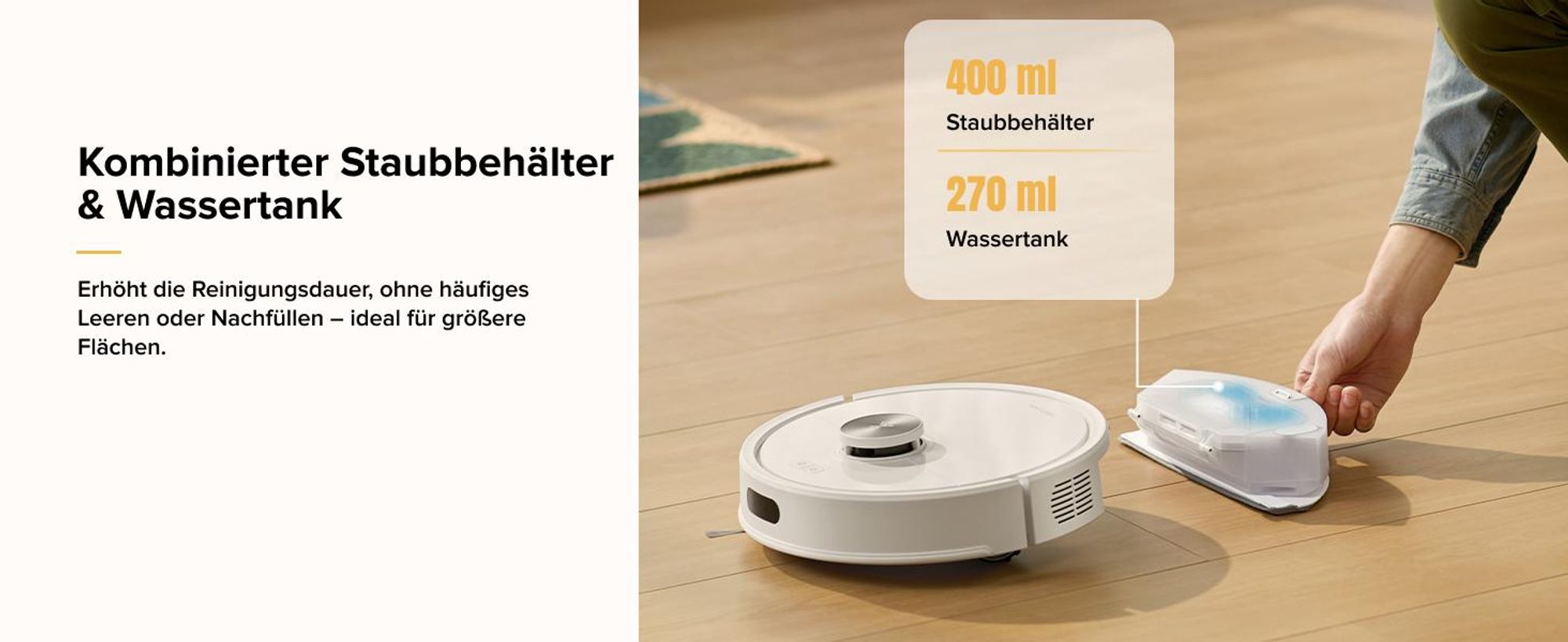 Roborock Q7 M5 Saugroboter mit Wischfunktion, 10.000Pa(Upgrade von Q5 PRO), Dual Anti-Tangle-System, Staubsauger Roboter für Teppich, Tierhaare (Weiß)