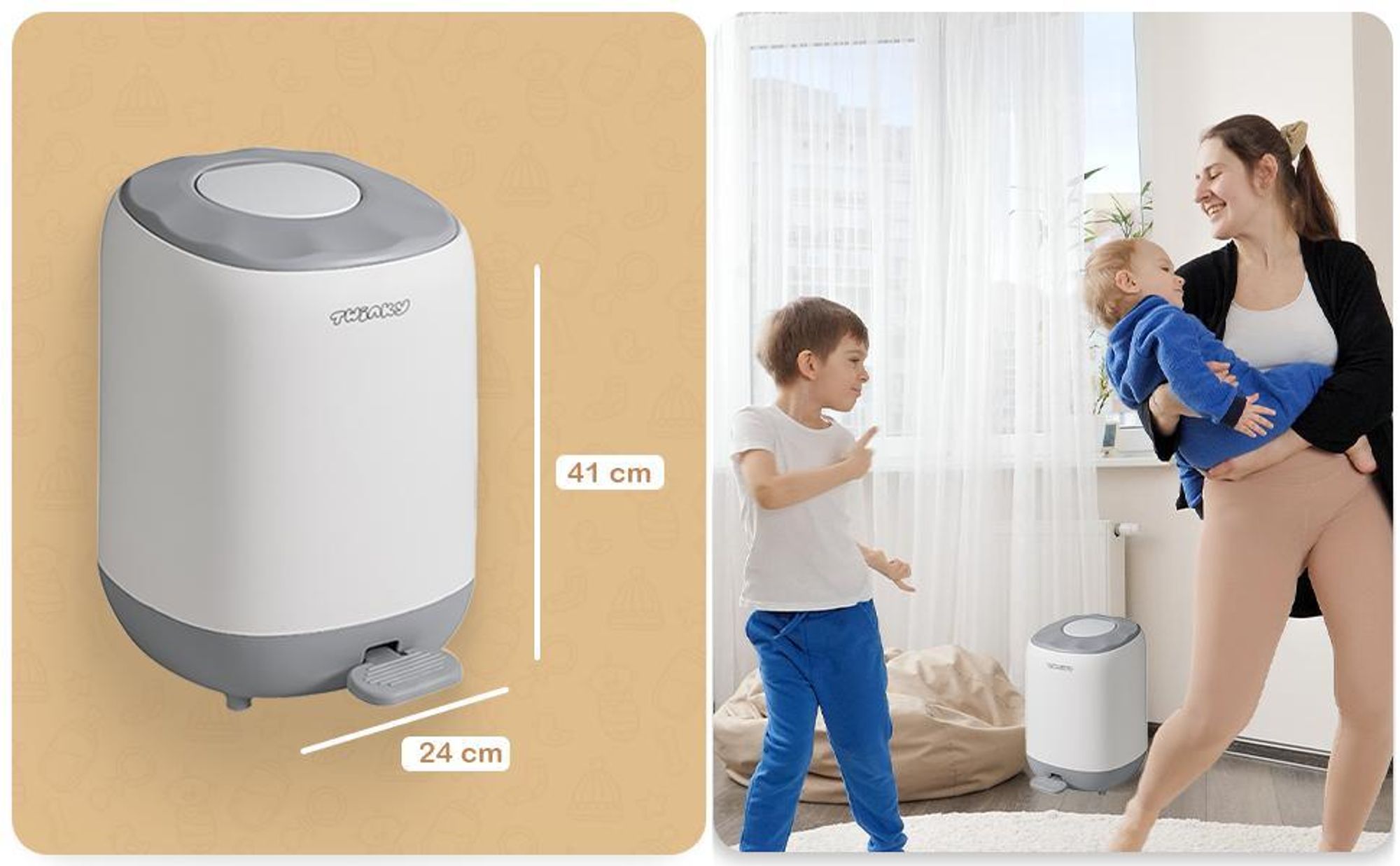 Windeleimer v2 - Twinky - Fassungsvermögen 16L - Wasserdicht - Grau