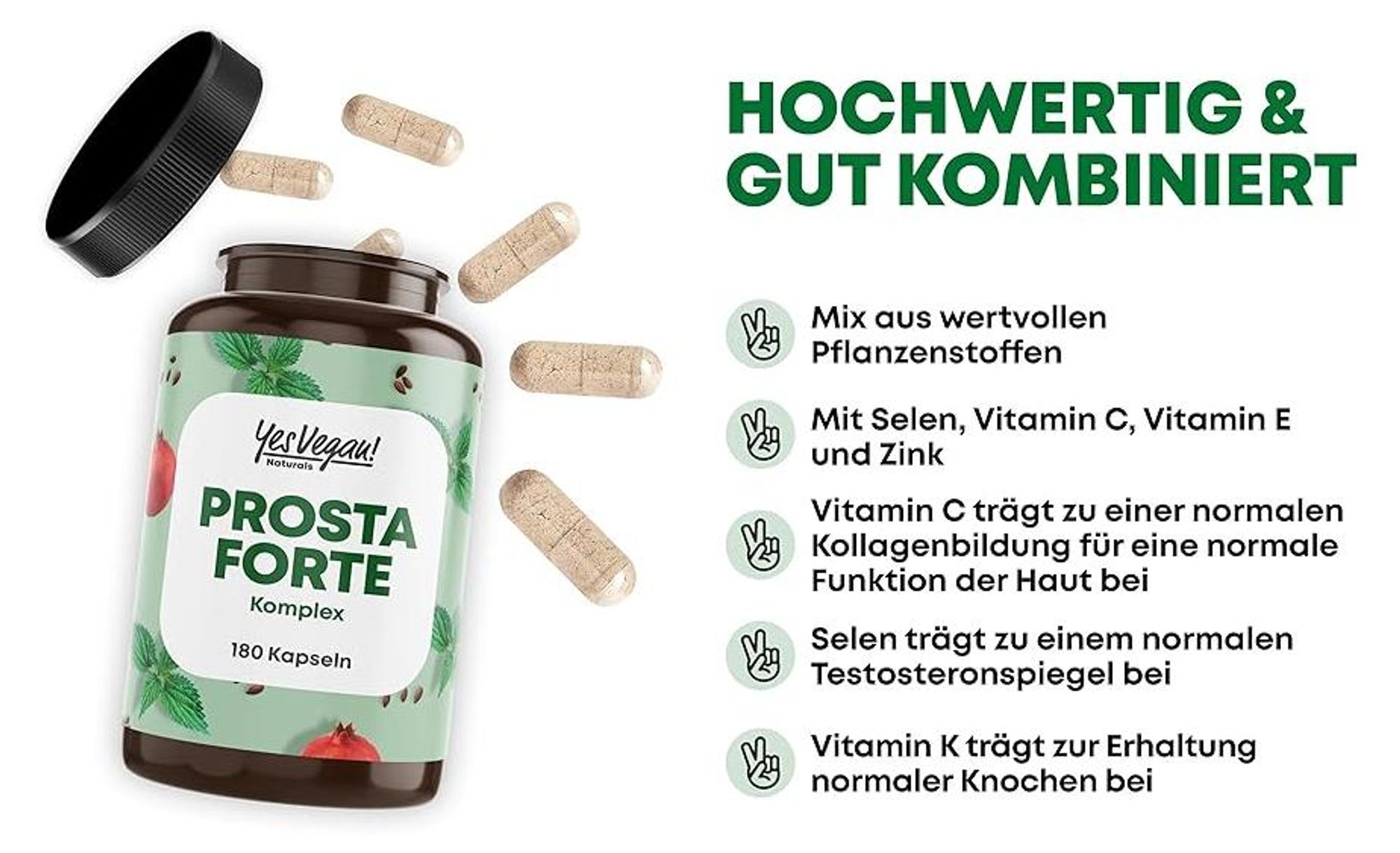 Prosta Forte Männer Komplex (180 Kapseln = 90 Tage) Sägepalme, Kürbiskern, Brennnesselwurzel, Zink