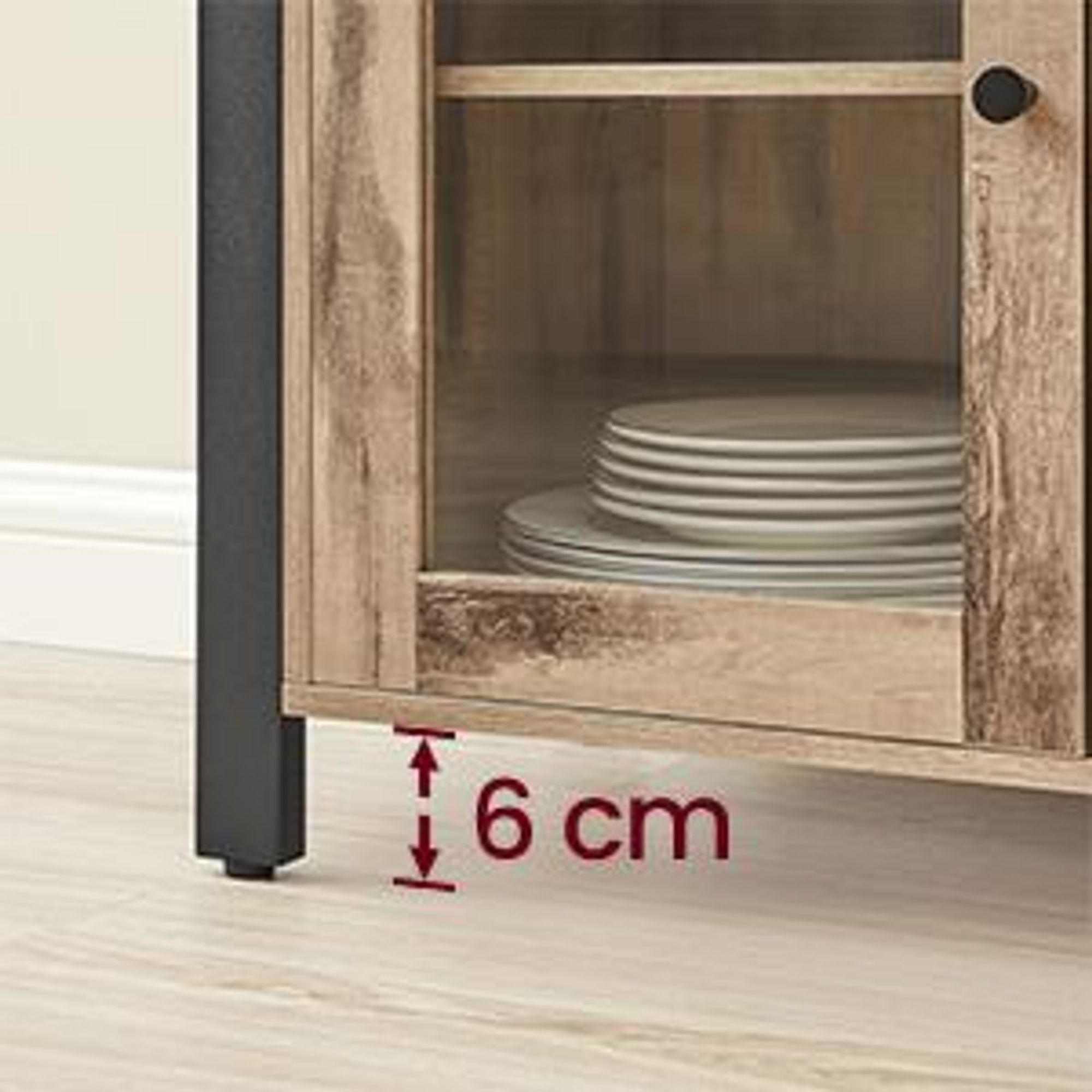 VASAGLE Sideboard, Küchenschrank, Aufbewahrungsschrank, mit 3 Türen, für Wohnzimmer, Küche, Esszimmer, 33 x 110 x 75 cm, Landhausstil, eichenbraun-schwarz CSL096B50