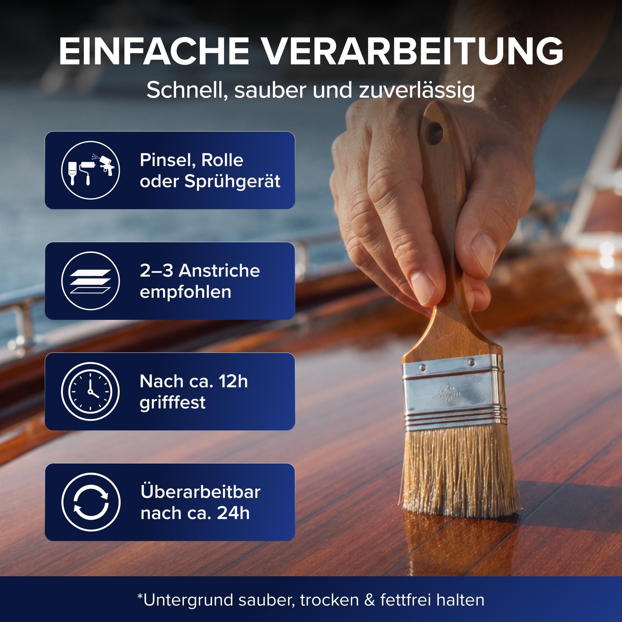 Plid Bootslack farblos hochglänzend 2,5 l mit Pinselset 3-teilig, Klarlack