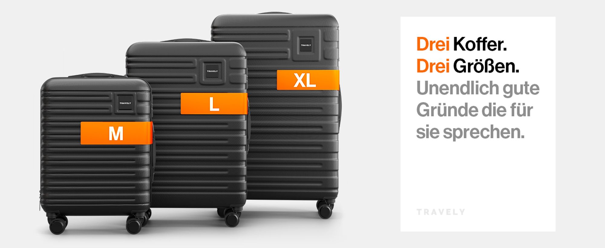 TRAVELY Premium Koffer Set: 77cm, 67cm & 55cm Handgepäck Koffer in einem Set, sehr robuste Reisekoffer mit sanften Rollen & TSA Schloss, Reisekoffer, Koffer & Trolleys