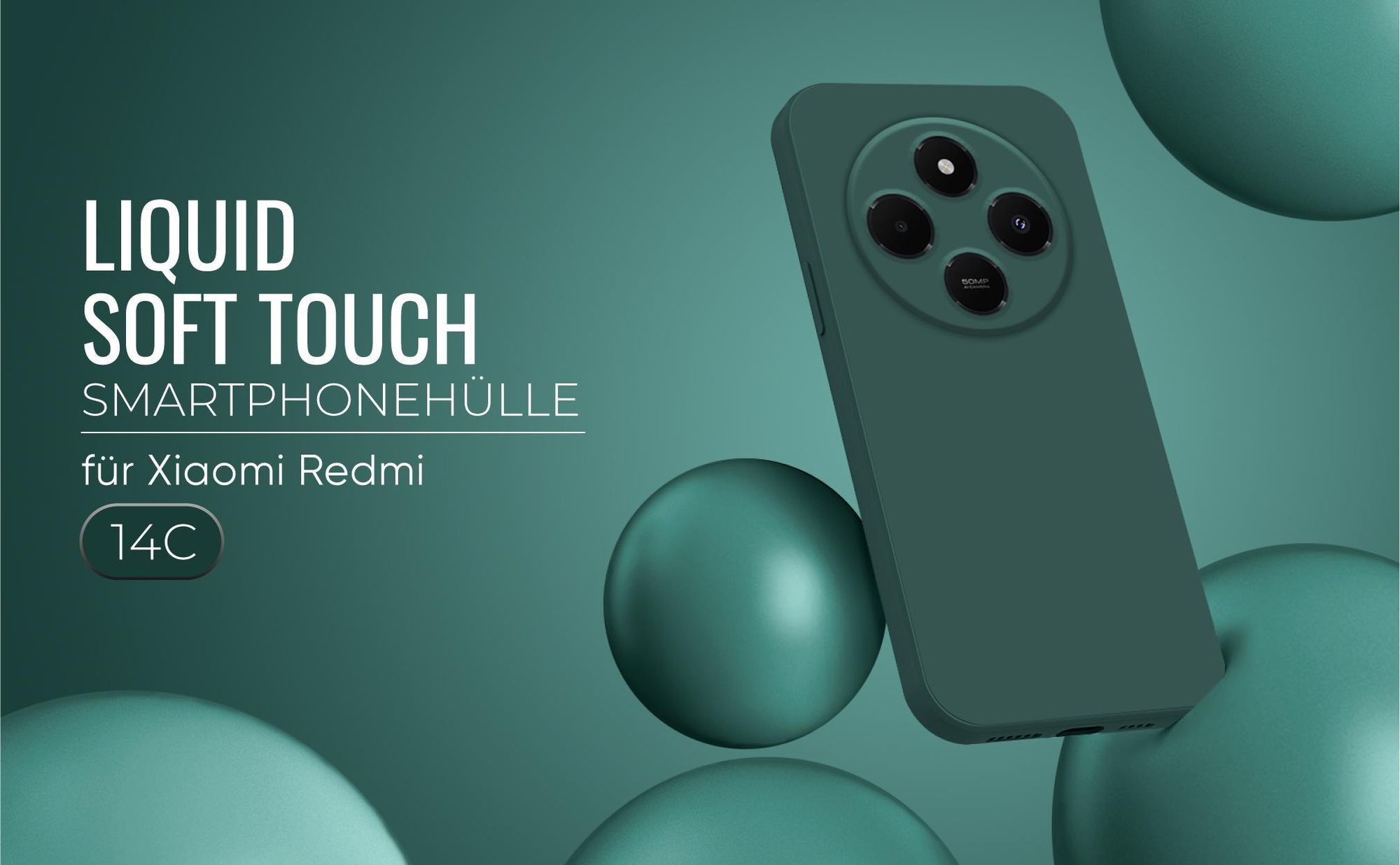 Liquid Soft Touch Smartphone Hülle in Grün für Xiaomi Redmi 14C
