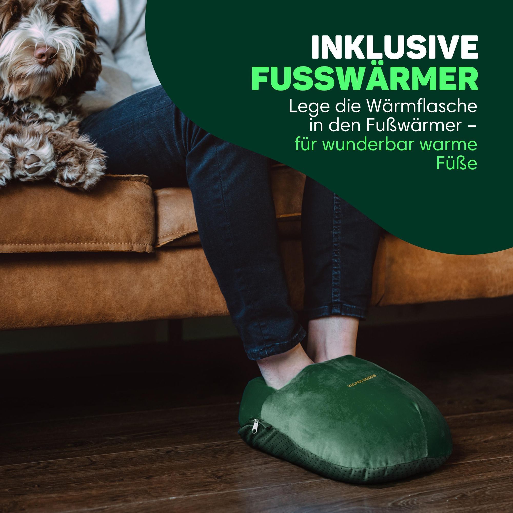 Vulpes Goods Elektrische Wärmflasche, Heizkissen kabellos - Rücken, Nacken & Fuß-Wärmer| Wiederaufladbar Bauchwärmer Wärmekissen mit Digitalanzeige