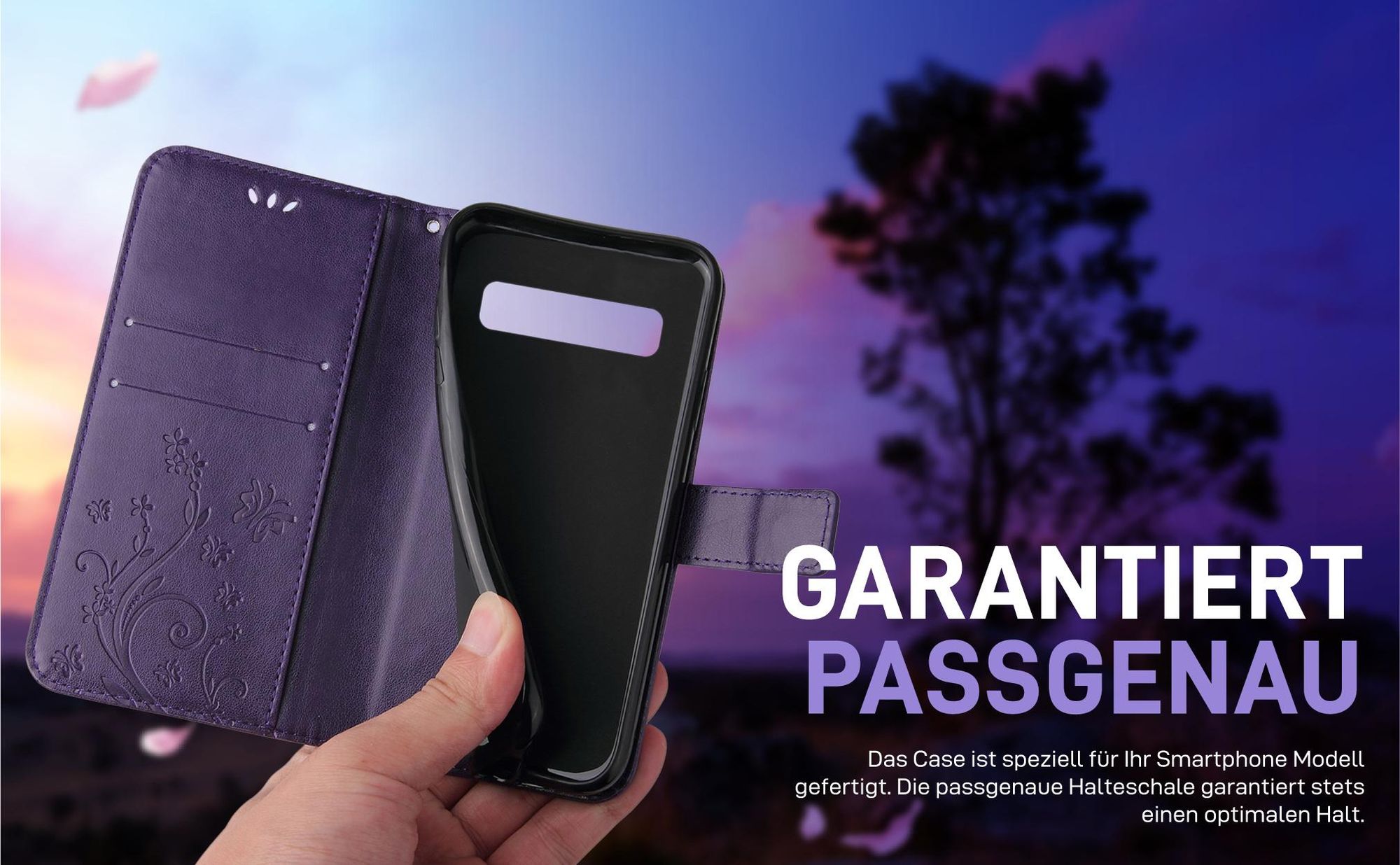 Violette Klapphülle für Samsung Galaxy S10 mit präziser Passform und sicherem Halt
