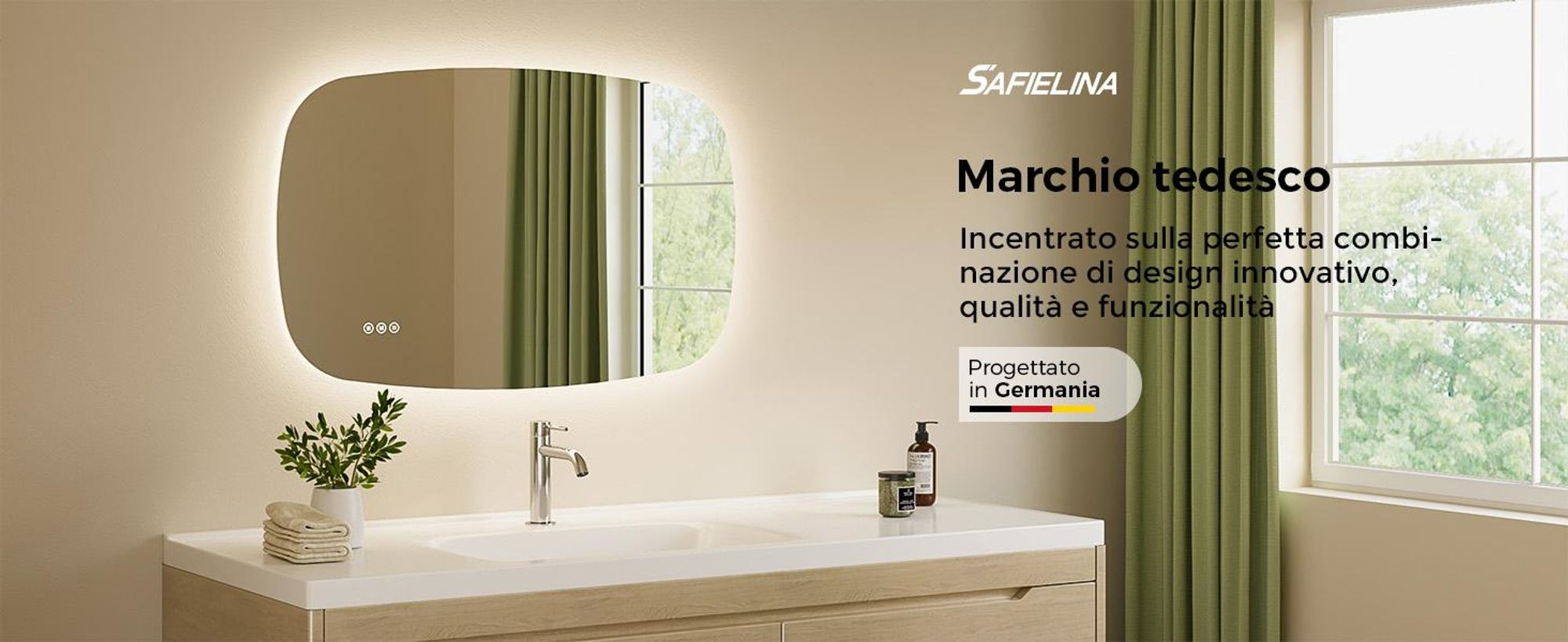 S'AFIELINA 95×60 cm specchio da bagno con illuminazione Specchio ovale a LED con interruttore a sfioramento, dimmerabile a 3 colori di luce regolabili, antiappannamento, funzione memoria