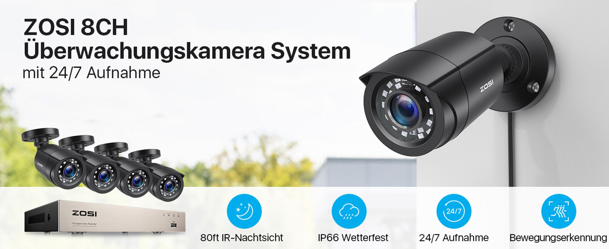 ZOSI 1080P CCTV Full HD Überwachungskamera System ohne Festplatte