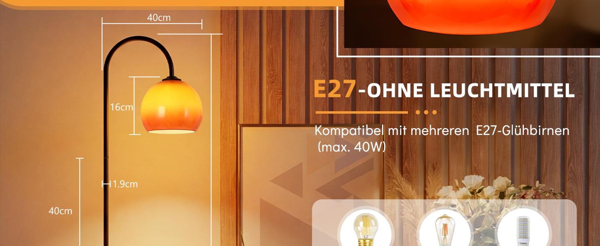 ZMH Bogenlampe Wohnzimmer Stehlampe mit Fußschalter E27 Fassung ohne Leuchtmittel 140-160cm Eisen Glas Lampenschirm 40W drehbarer Arm für Schlafzimmer