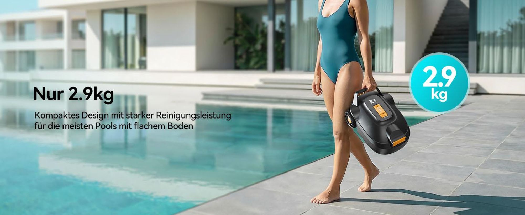 Kabelloser Poolroboter Redroad S2, Doppelmotoren, 180 Min. Laufzeit, starke Saugkraft, bis 3 m Wassertiefe, Selbstparkfunktion