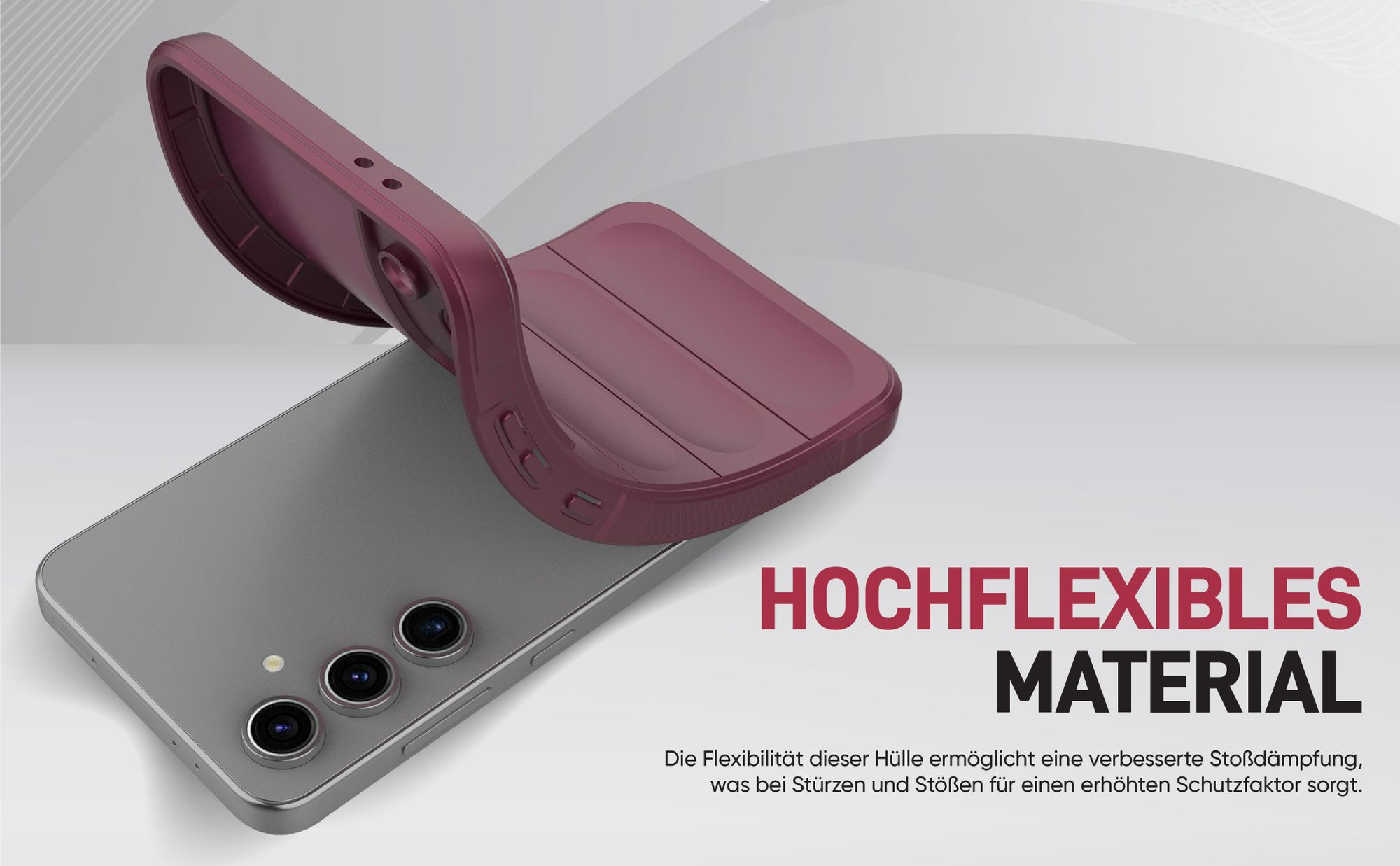 Stoßfestes und flexbiles Handy Case mit Griffzonen in Lila für Samsung Galaxy S24 FE