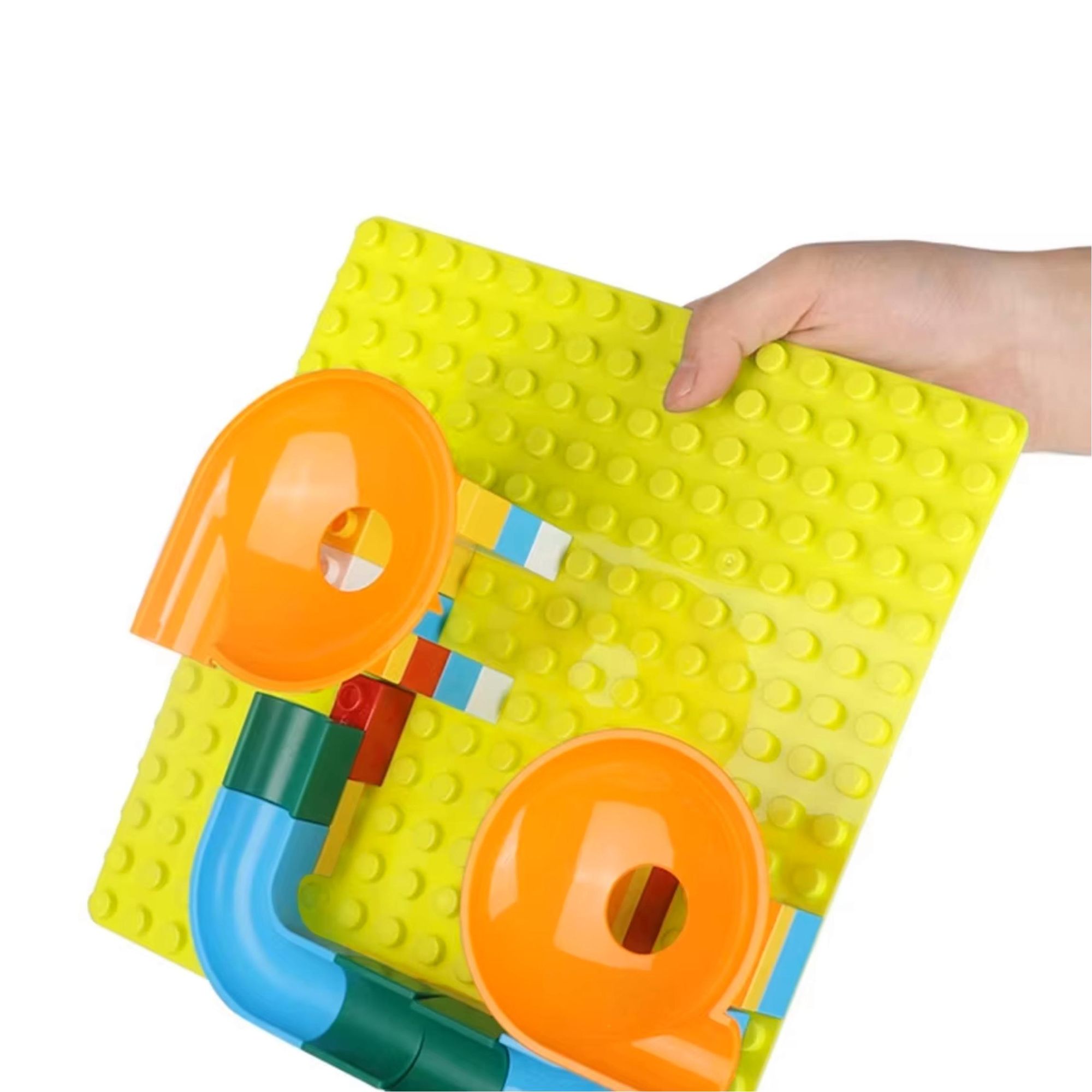 Bauplatte 16x16 große Noppen, Grundplatte kompatibel mit gängigen Bausteinen, 25,5 x 25,5 cm, EVI KIDS, Gelb