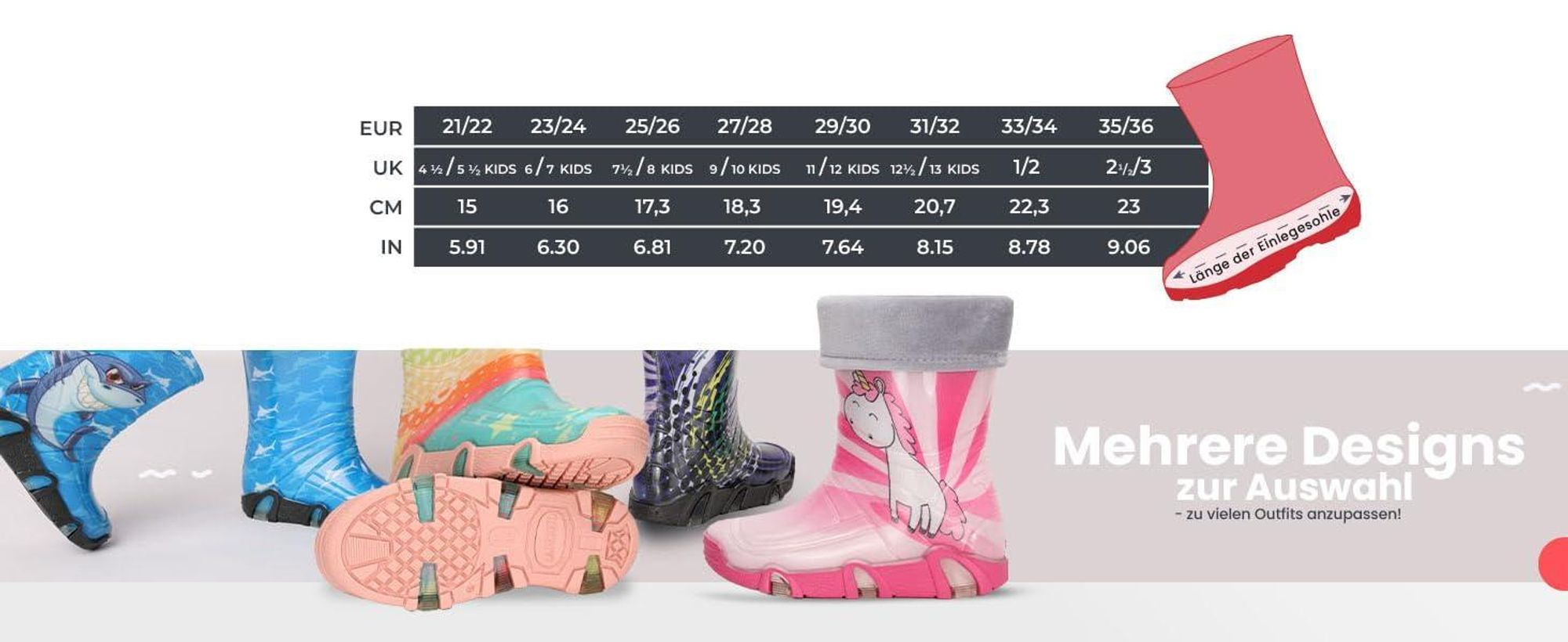 Ladeheid Kinder Mädchen Jungen Gummistiefel Gefüttert Swk2020 (Dunkelgrau Spinnen 40, 25/26)
